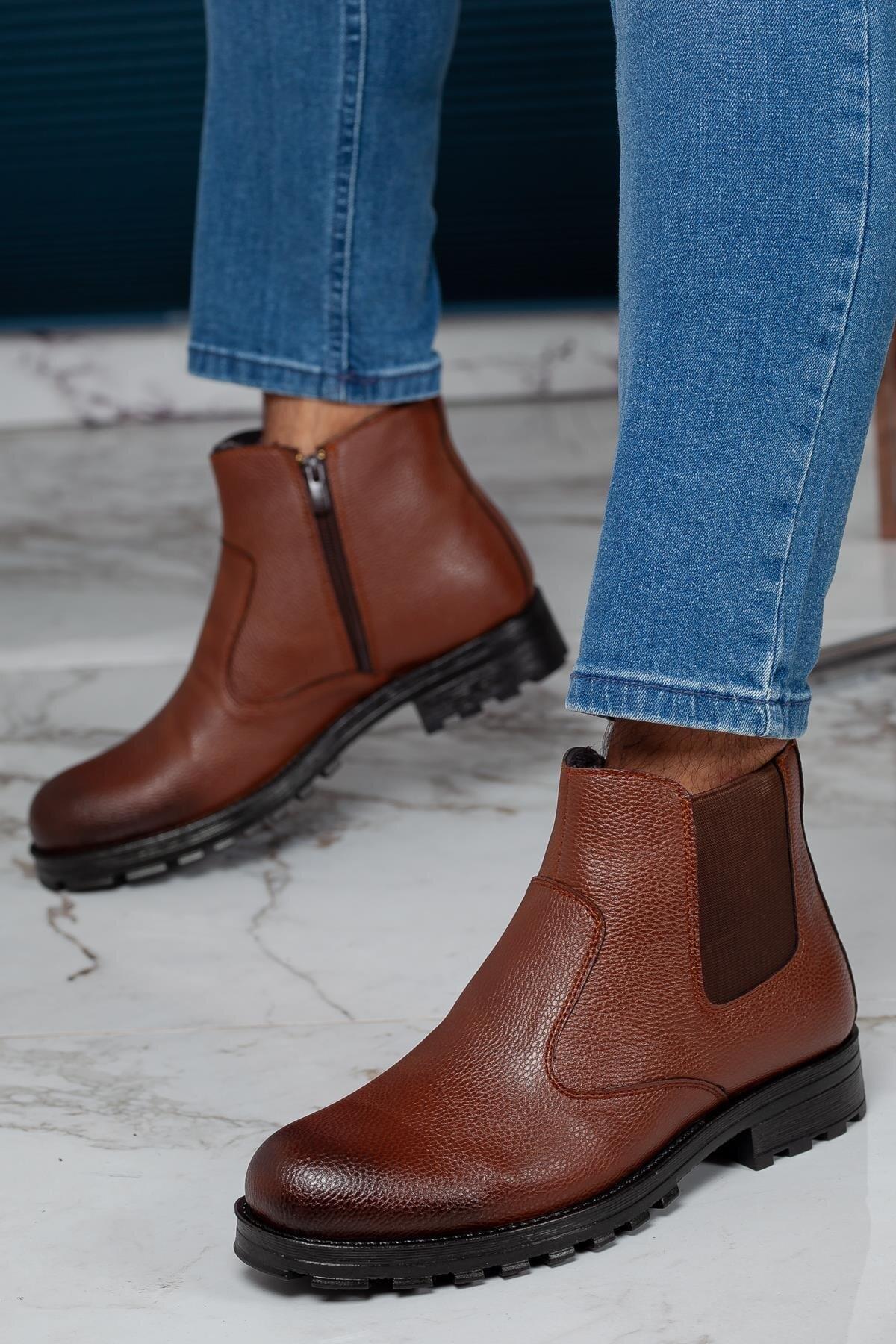 M104 Su&amp;soğuk Geçirmez Kürklü Garantili Sağlam Kışlık Fermuarlı Kauçuk Taban Bot - Görsel 8