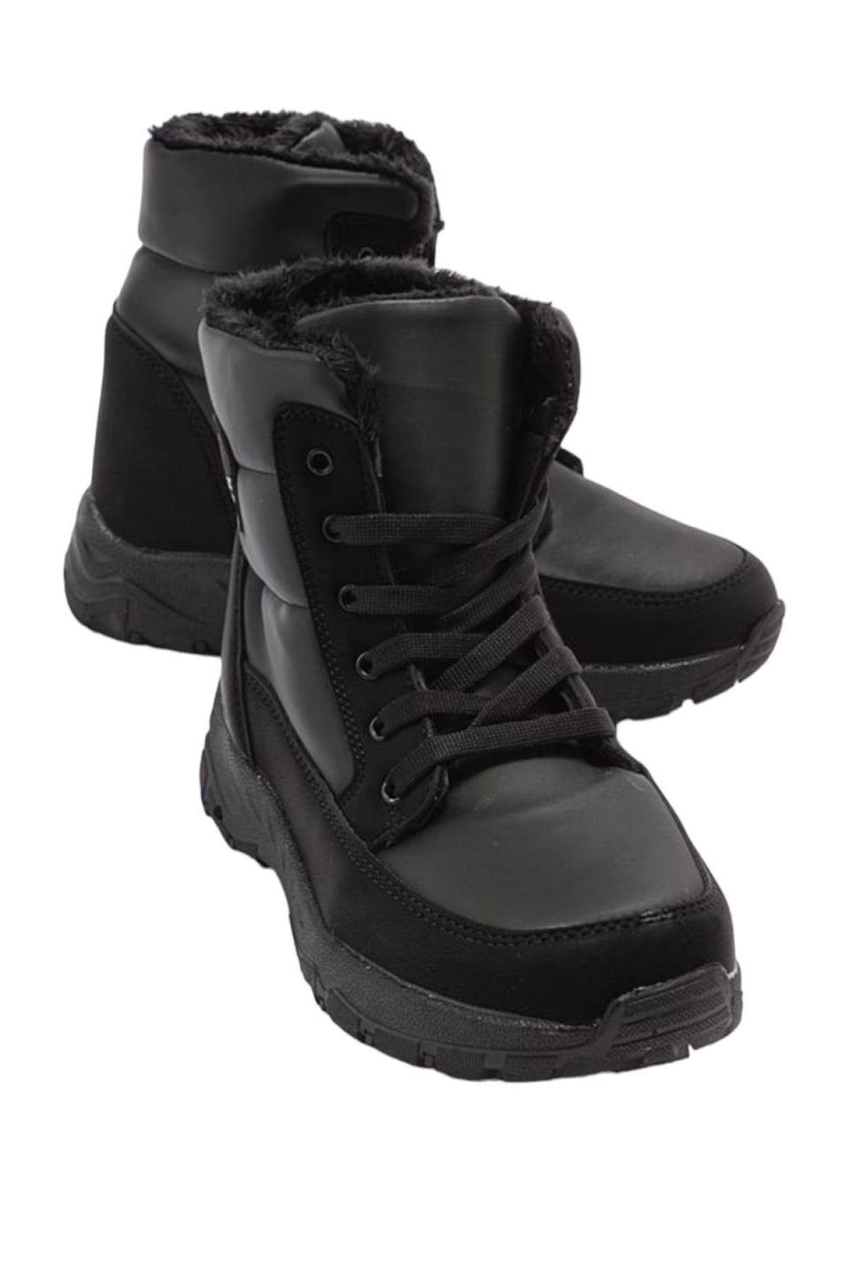 Soğuk Geçirmez İçi Kürklü Spor Kar Botu SİYAH - Görsel 3