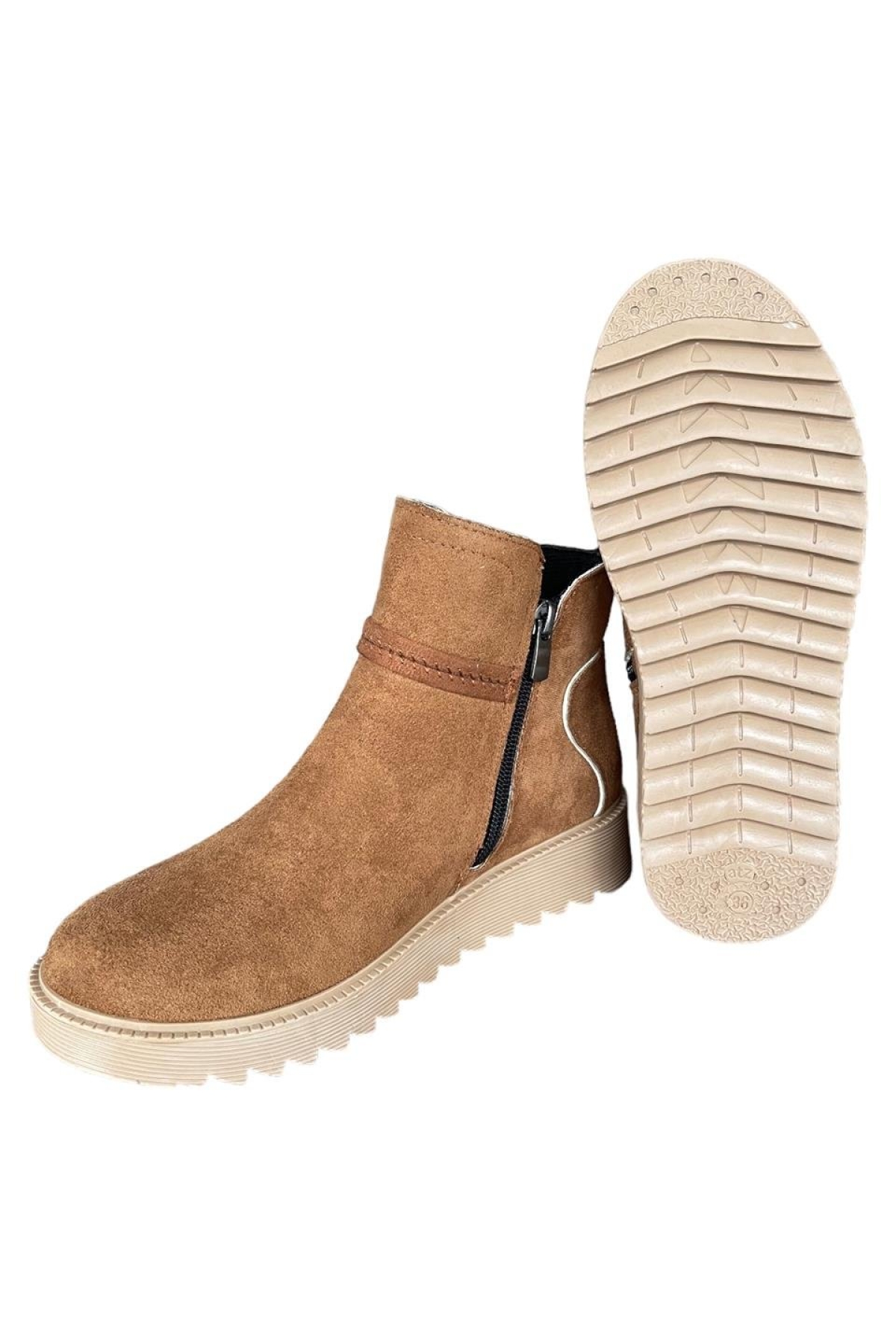 Süet Fermuarlı Kadın Bot & Bootie TABA - Görsel 8