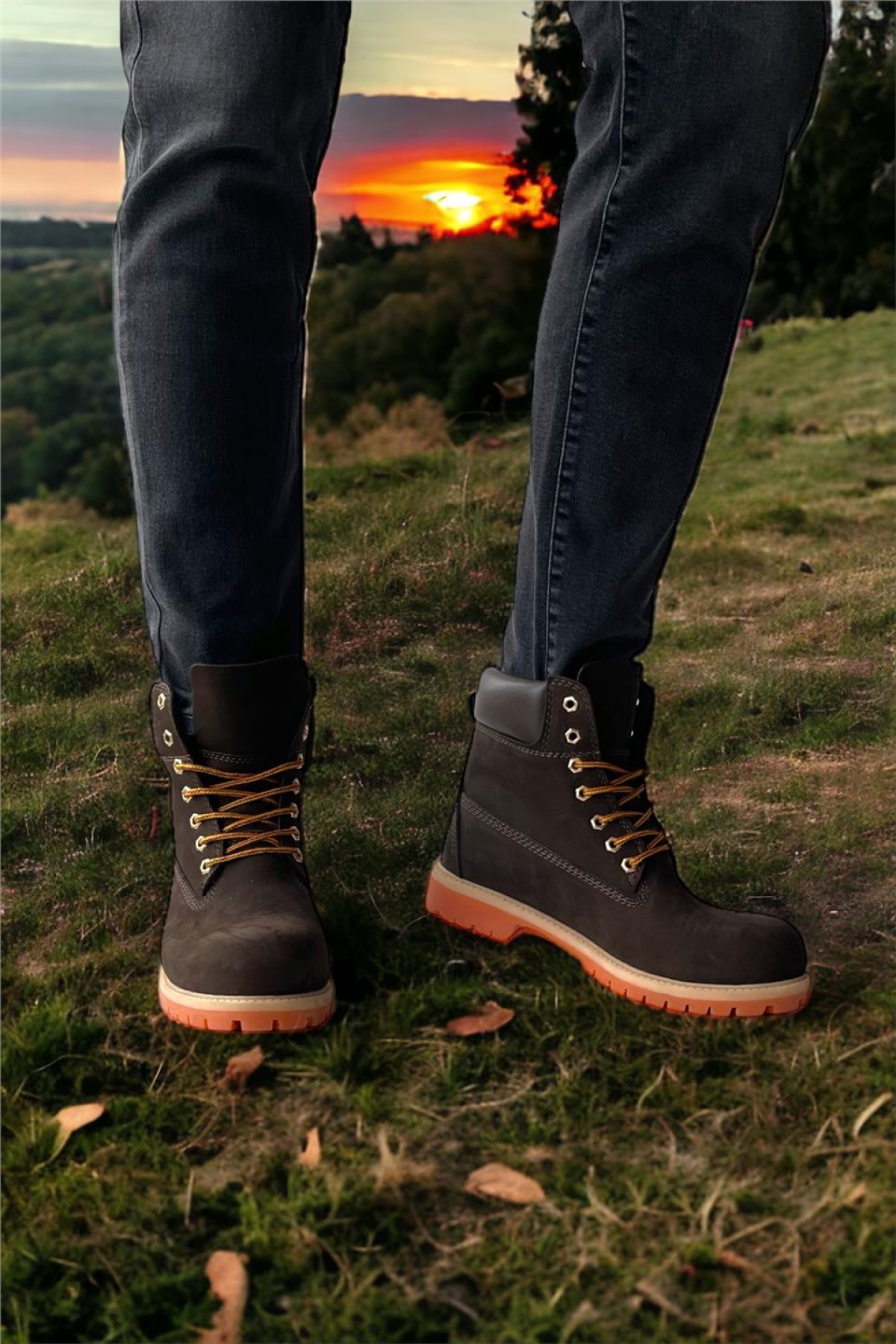 Hakiki Deri Nubuk Erkek Bot KAHVERENGİ - Görsel 7