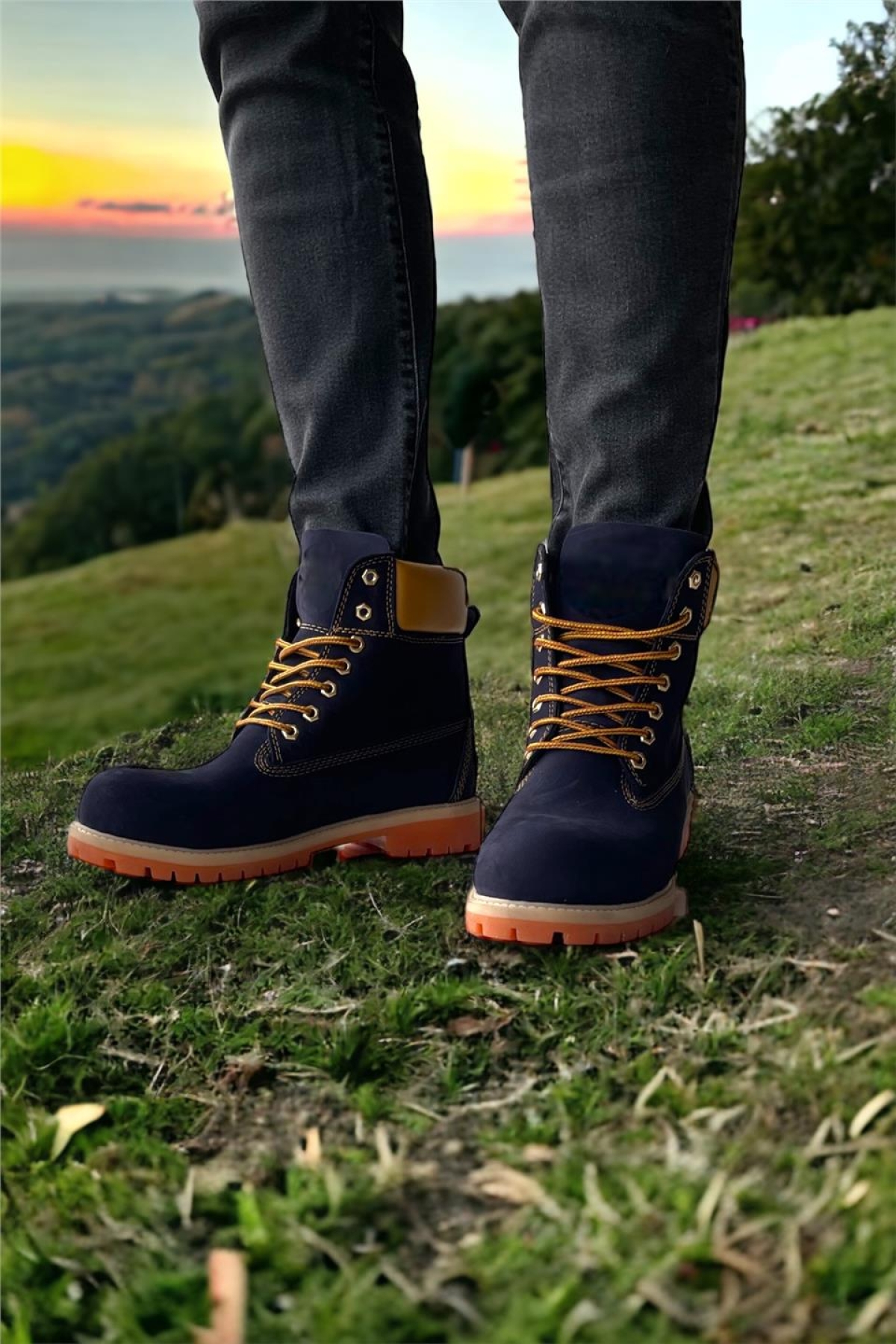 Hakiki Deri Nubuk Erkek Bot LACİVERT - Görsel 3