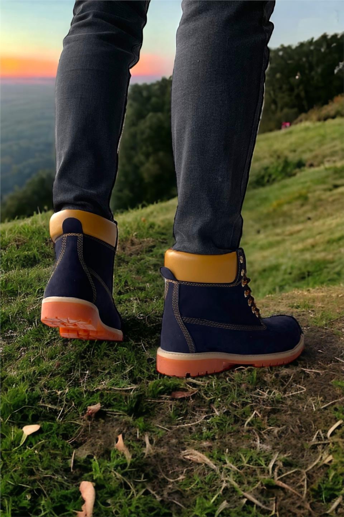 Hakiki Deri Nubuk Erkek Bot LACİVERT - Görsel 5