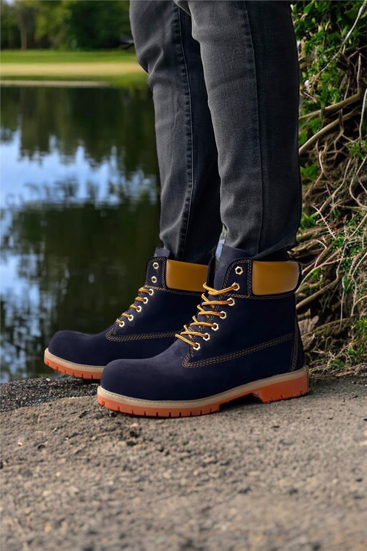 Hakiki Deri Nubuk Erkek Bot LACİVERT - Görsel 7