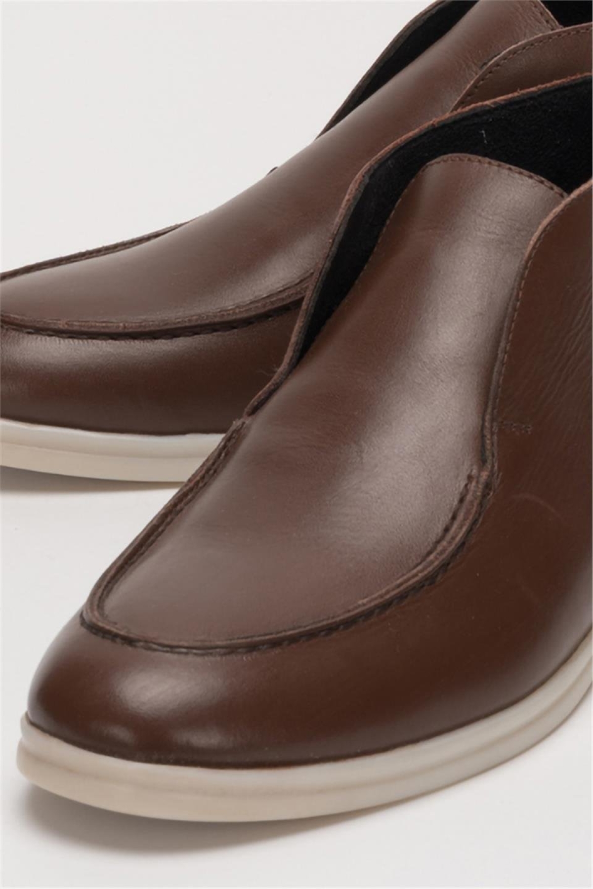 Hakiki Deri Kısa Klasik Erkek Bot KAHVERENGİ - Görsel 6