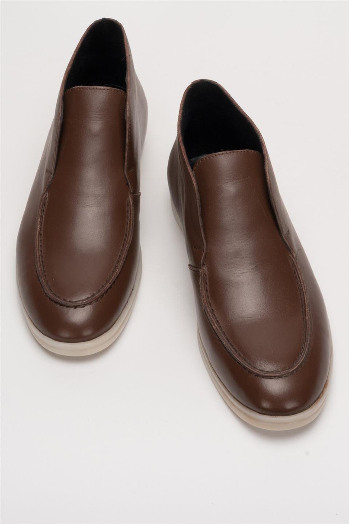 Hakiki Deri Kısa Klasik Erkek Bot KAHVERENGİ - Görsel 7