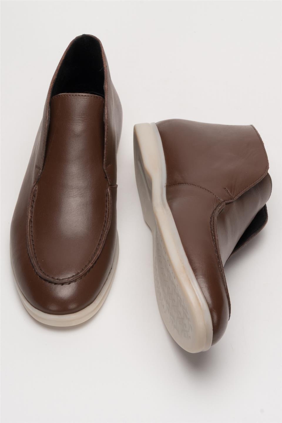 Hakiki Deri Kısa Klasik Erkek Bot KAHVERENGİ - Görsel 8