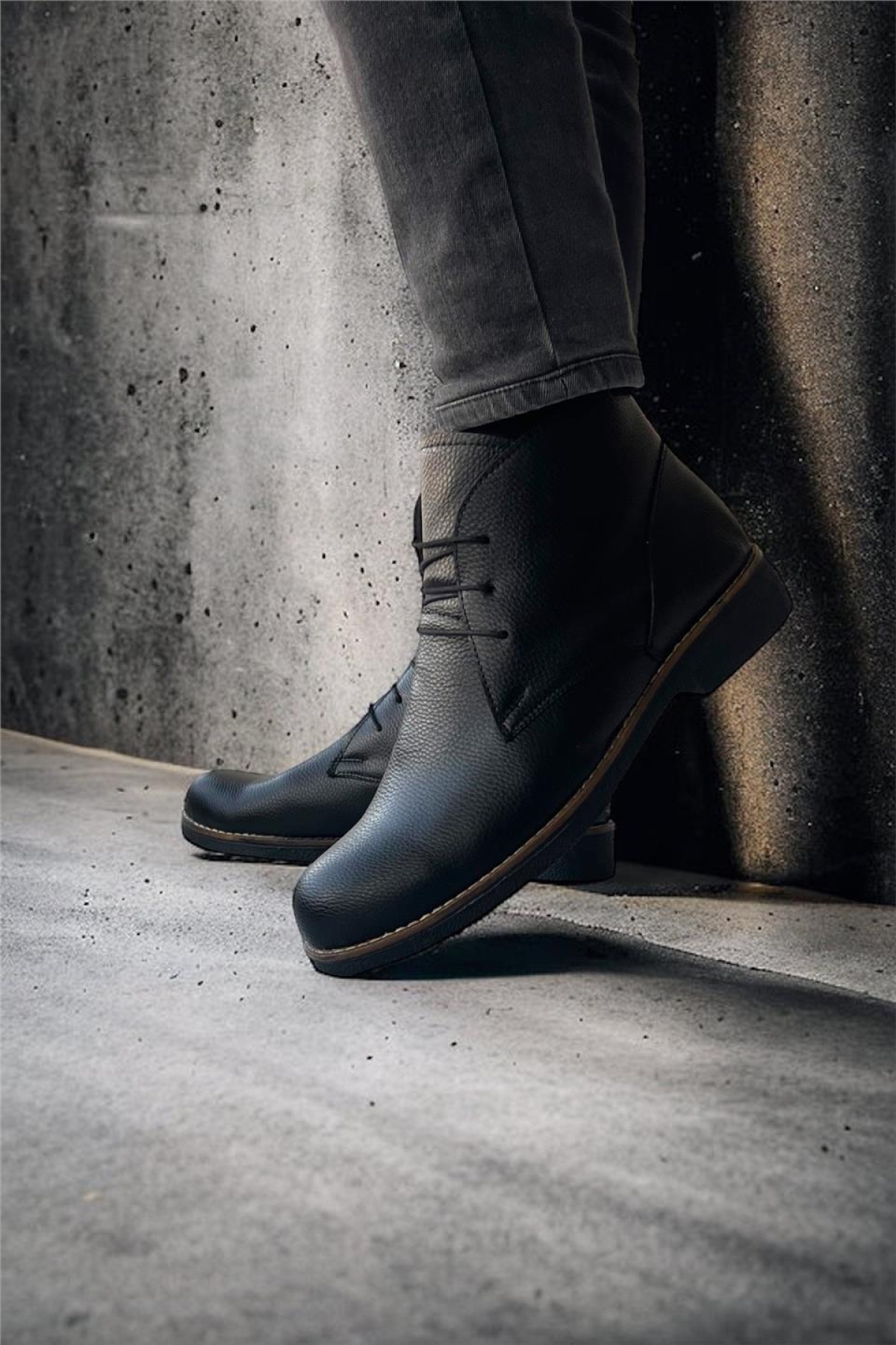 Klasik Bağcıklı Bilekte Erkek Bot SİYAH - Görsel 9