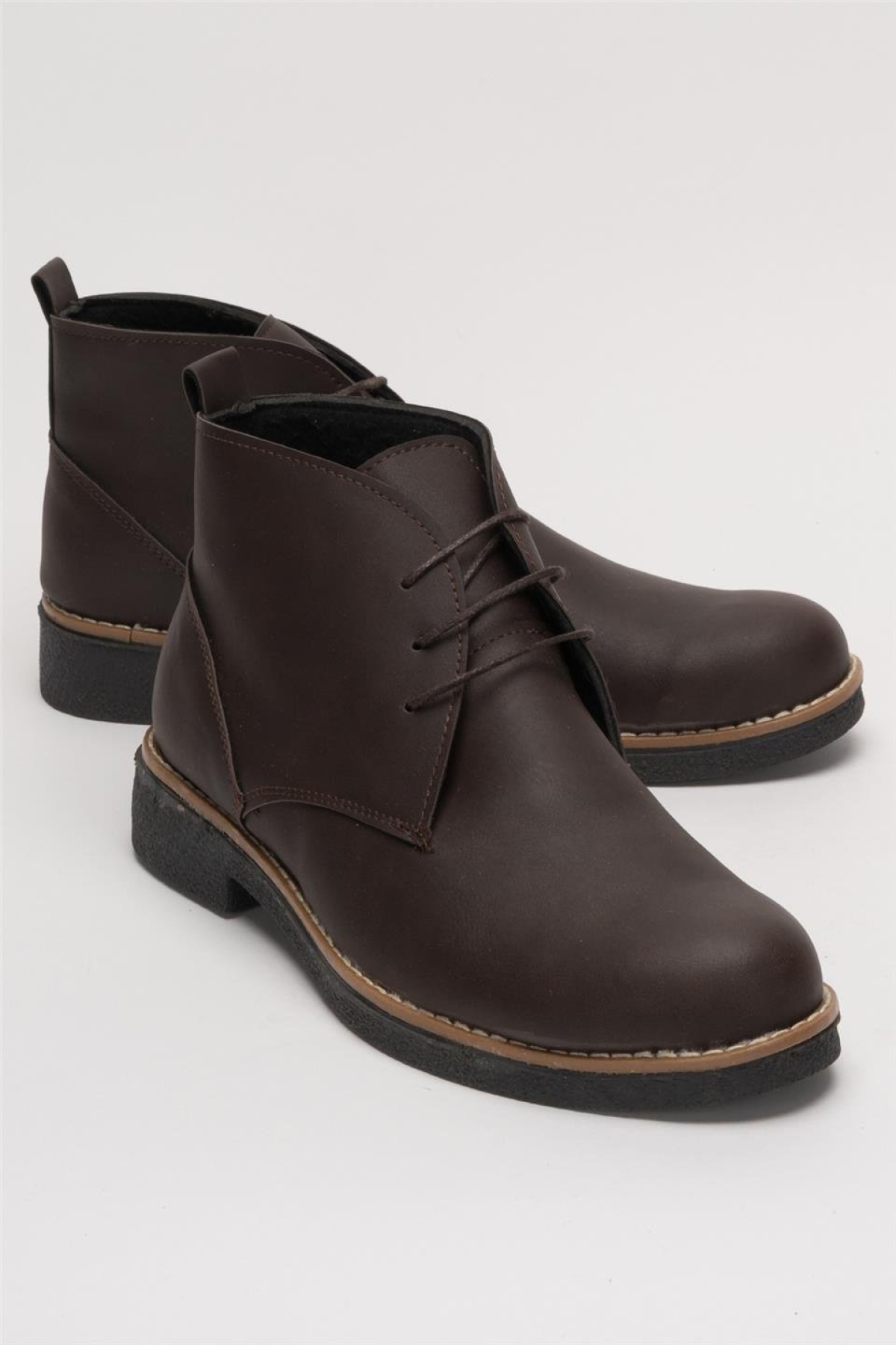 Klasik Bağcıklı Bilekte Erkek Bot KAHVERENGİ - Görsel 3