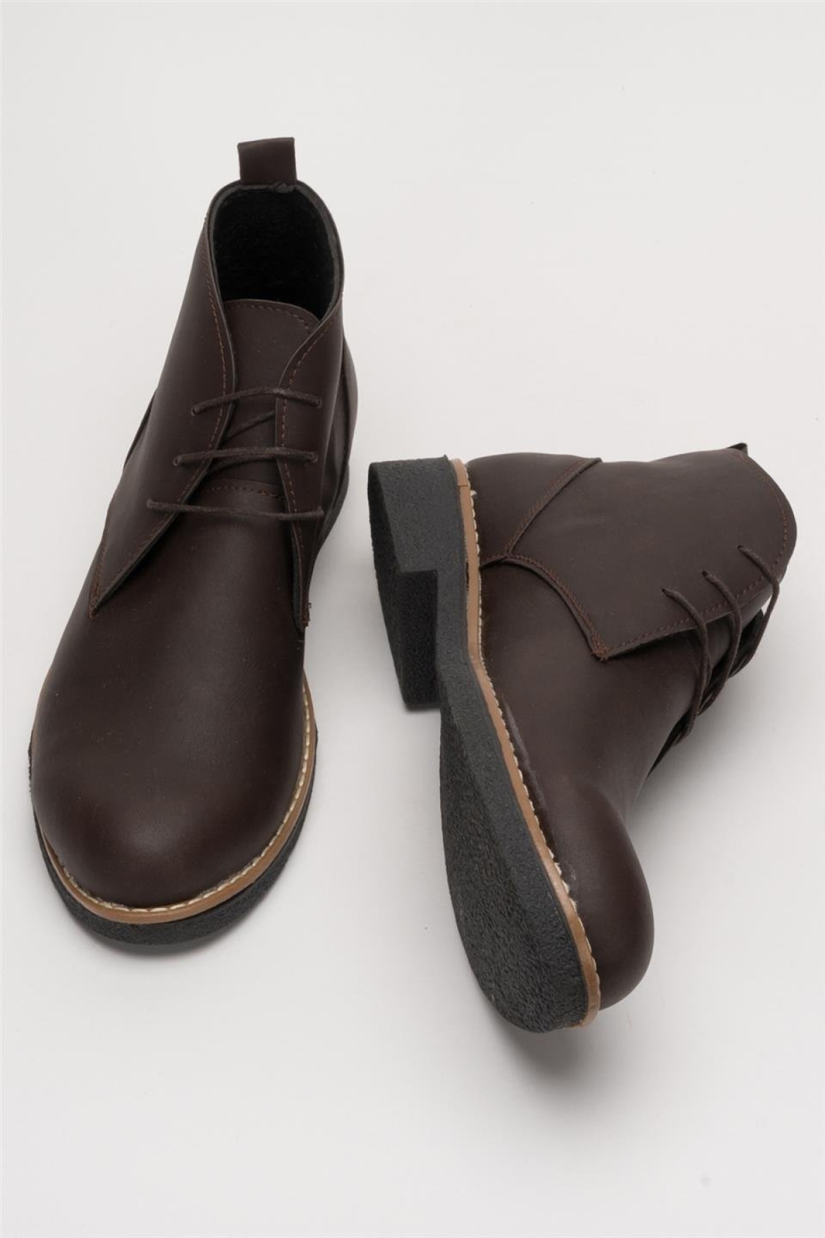 Klasik Bağcıklı Bilekte Erkek Bot KAHVERENGİ - Görsel 8