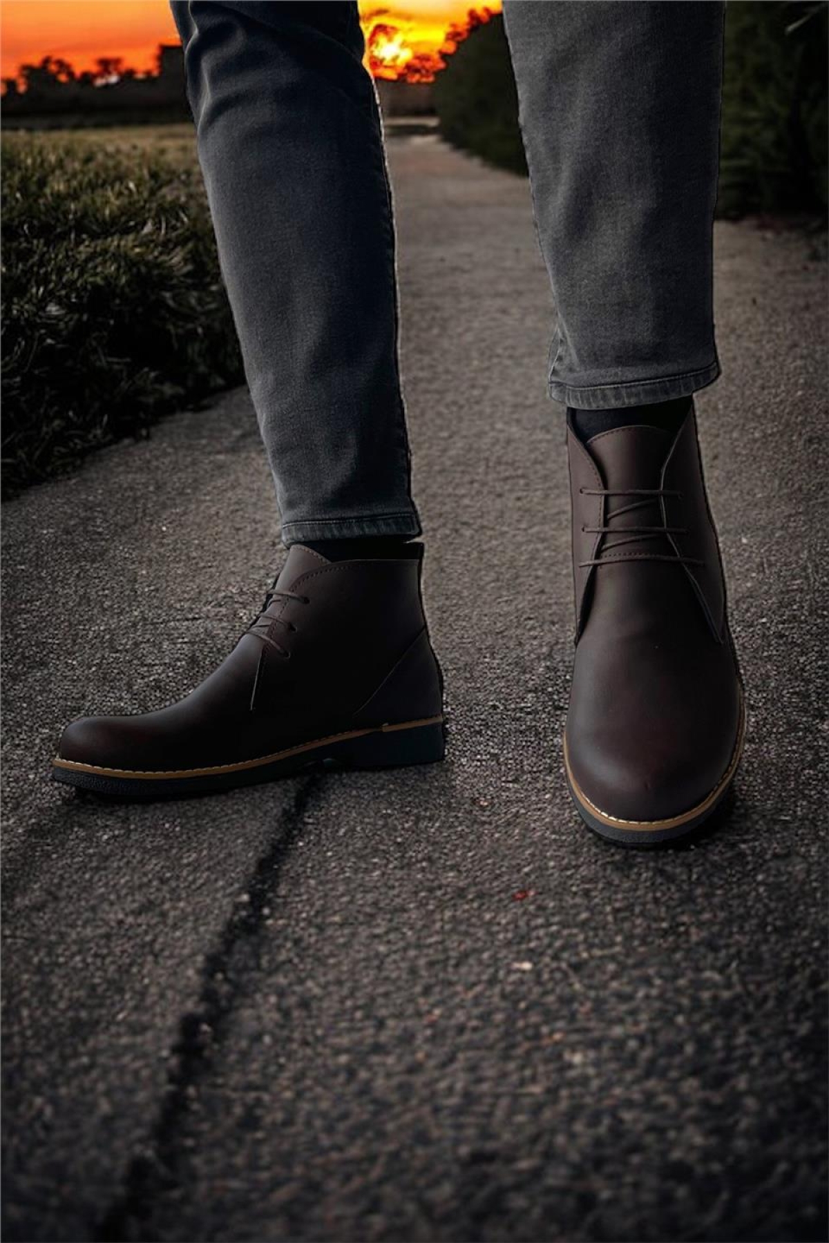 Klasik Bağcıklı Bilekte Erkek Bot KAHVERENGİ - Görsel 9