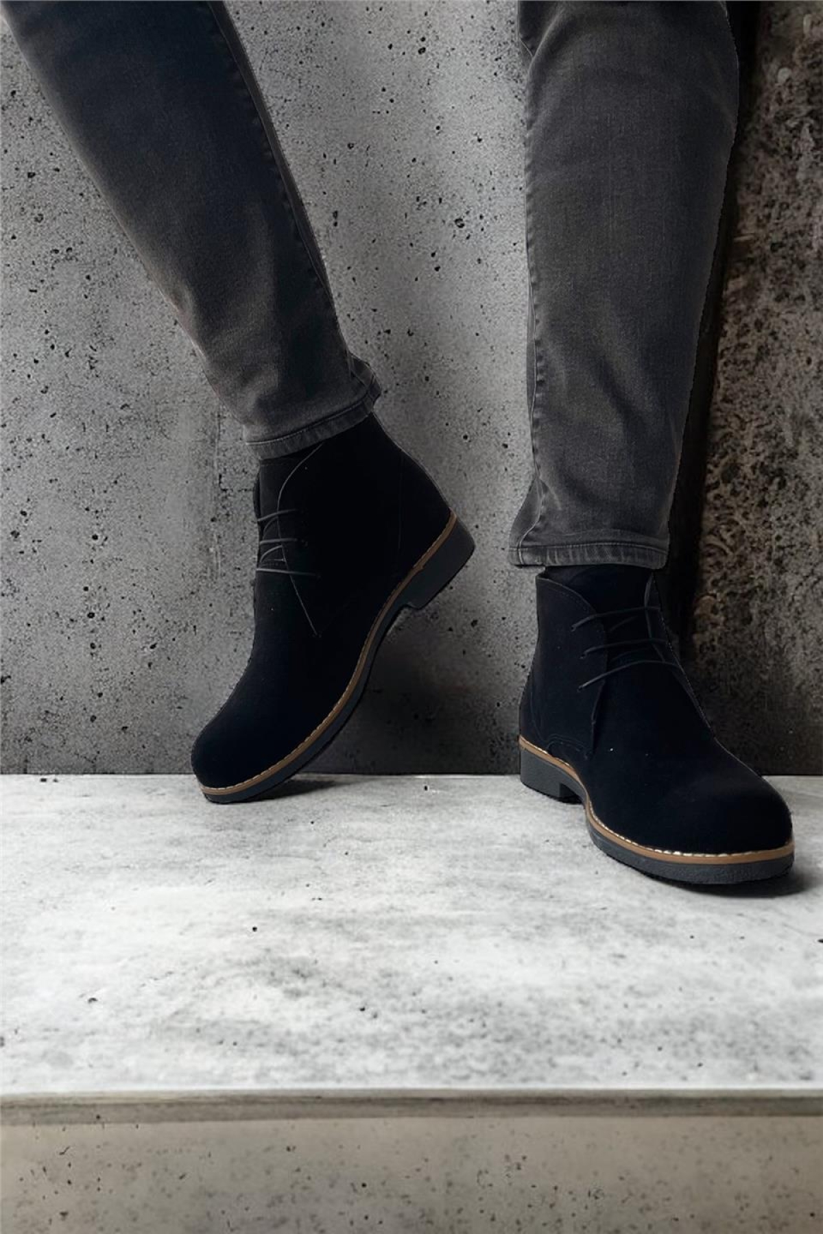 Klasik Bağcıklı Bilekte Erkek Bot SİYAH - SİYAH - Görsel 3