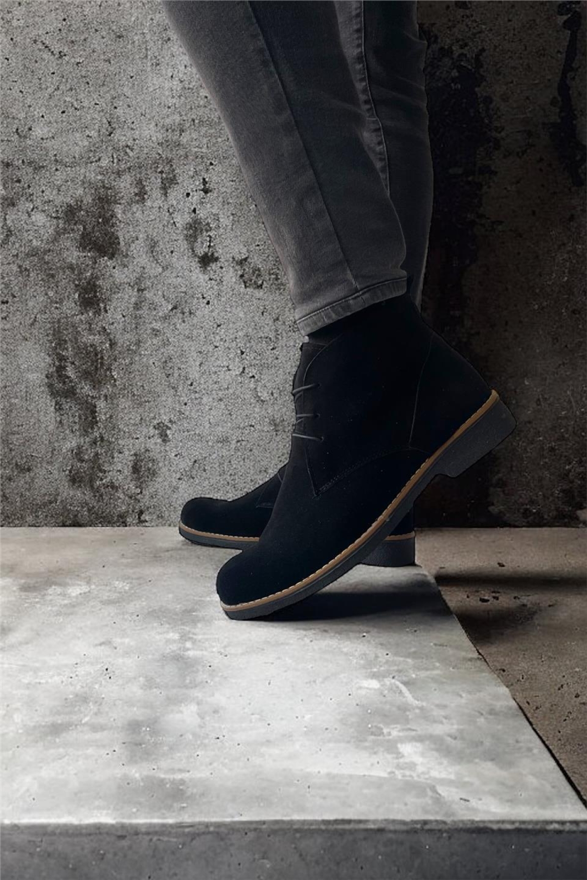 Klasik Bağcıklı Bilekte Erkek Bot SİYAH - SİYAH - Görsel 10