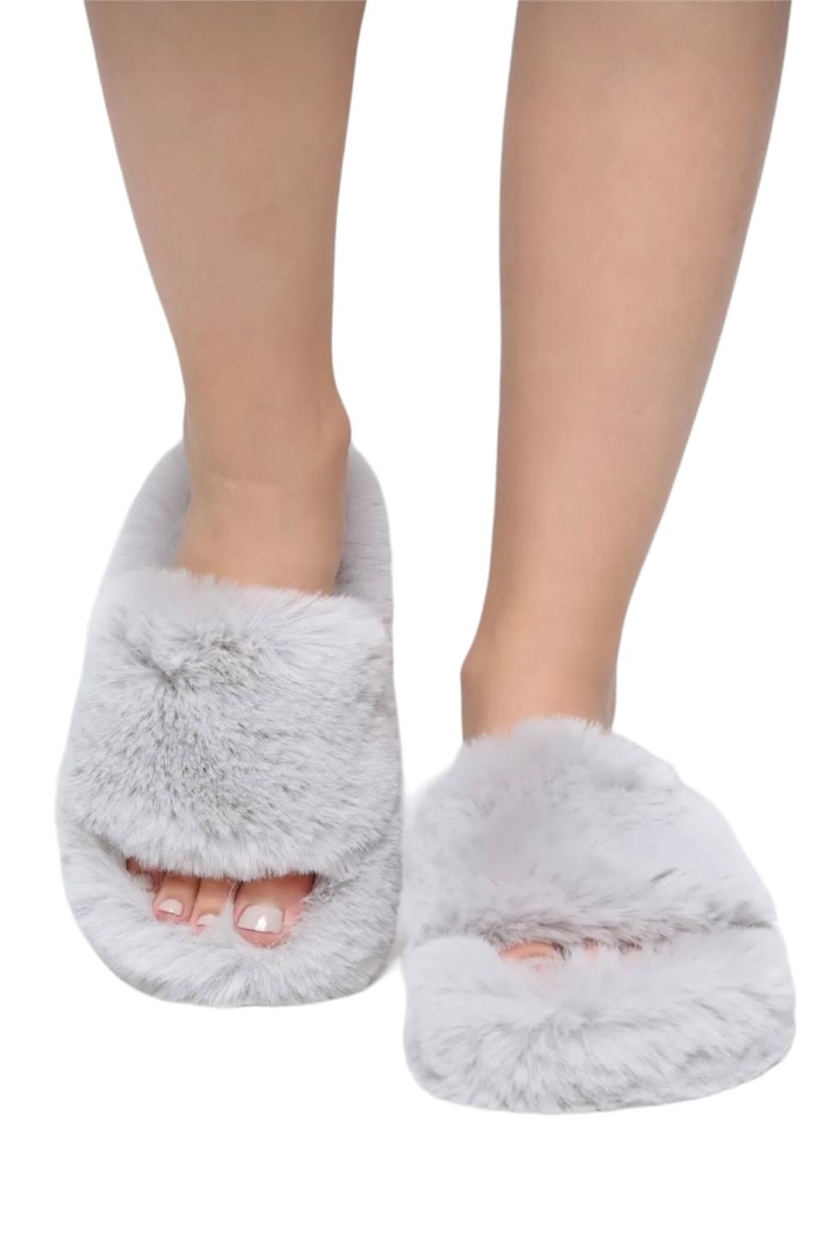 Ekstra Yumuşak Tüylü Kadın Terlik GRİ - Görsel 2