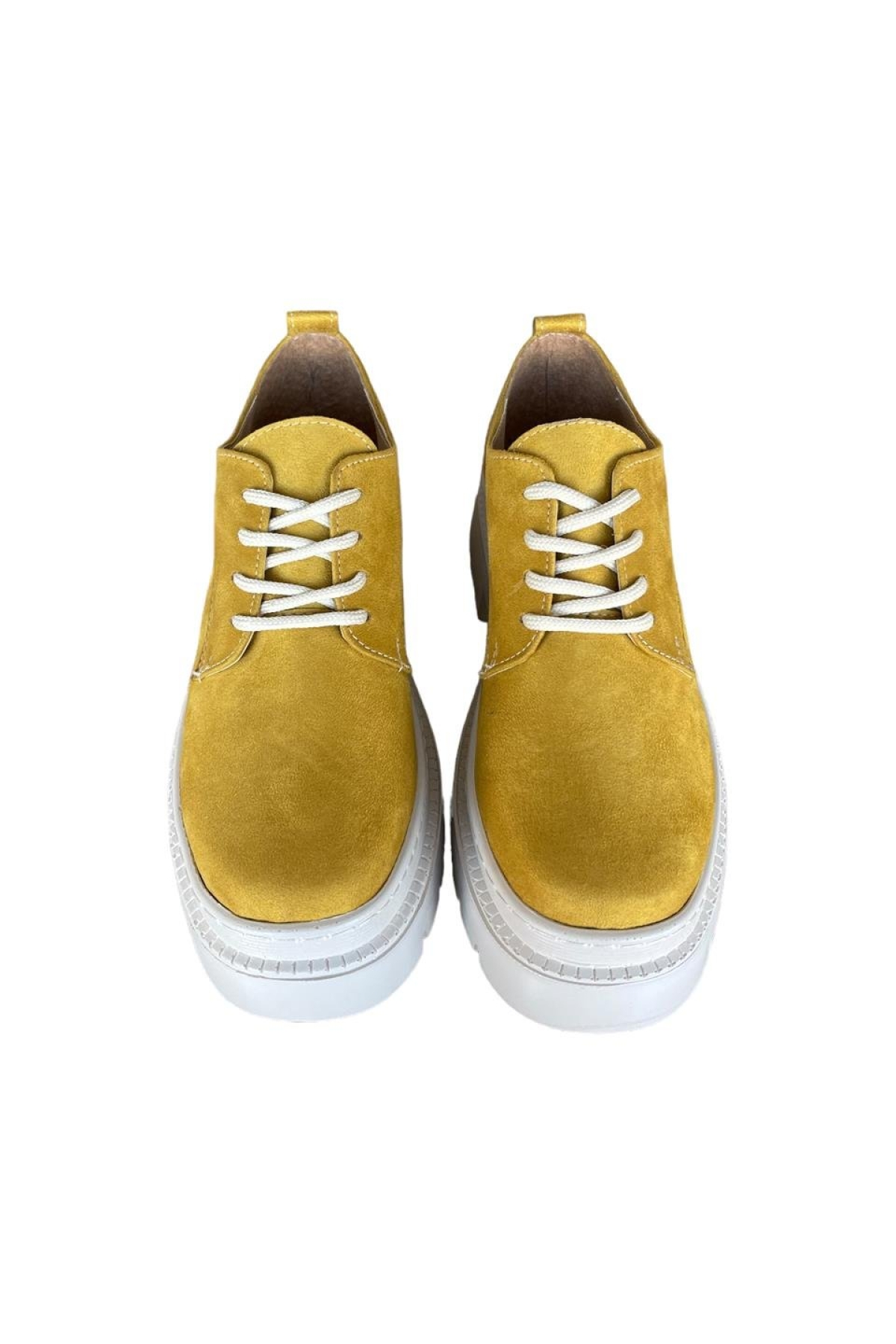 Bağcıklı Yüksek Taban Kadın Oxford Ayakkabı SARI - Görsel 4