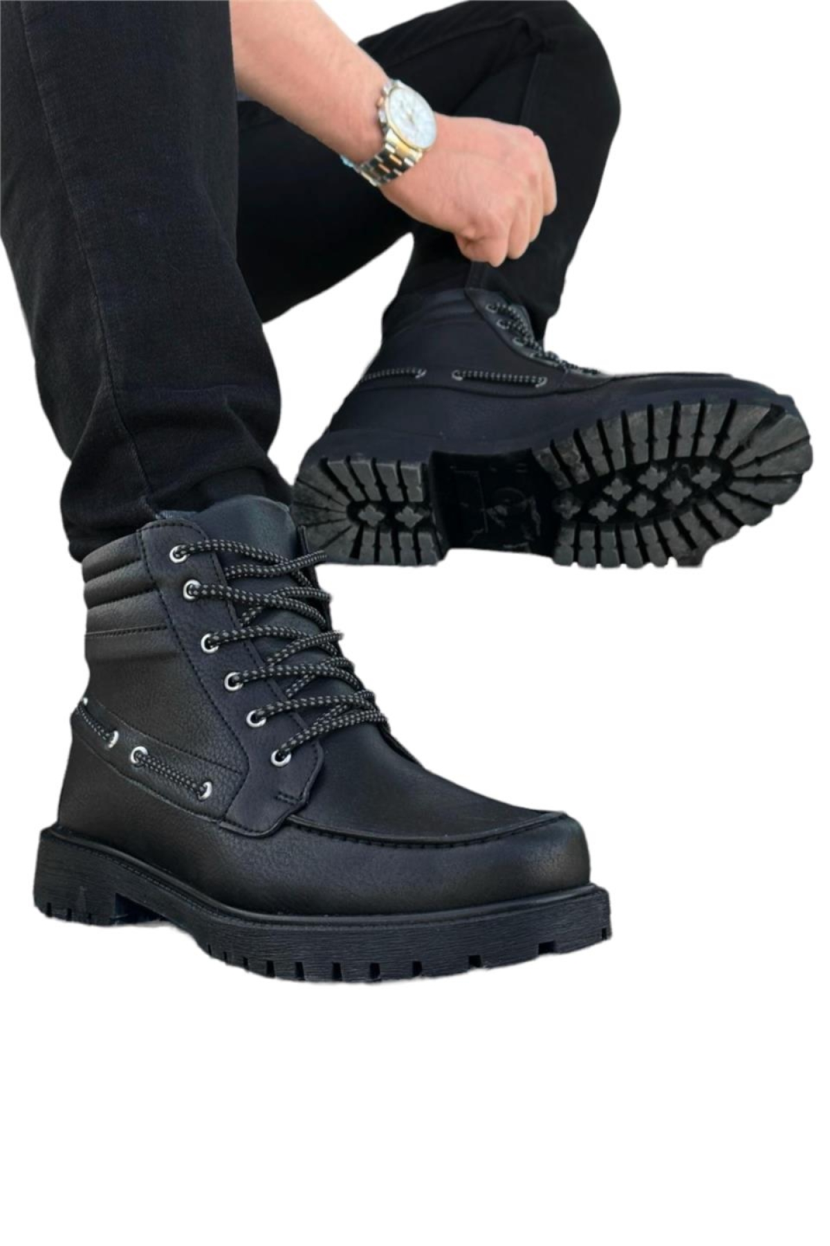 Erkek Retro Klasik Bot SİYAH - Görsel 7