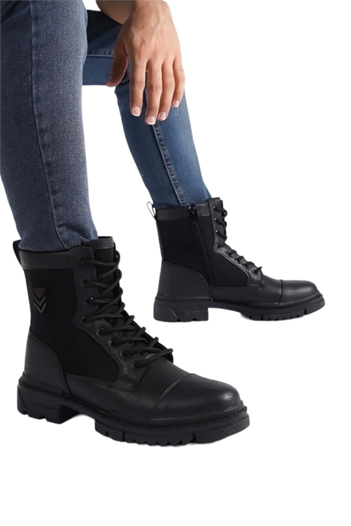 Bağcıklı Fermuarlı Erkek Postal Bot SİYAH - Görsel 5