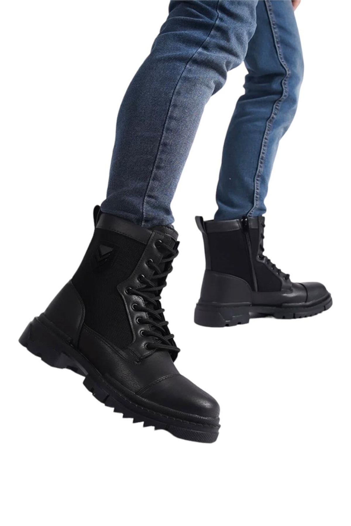 Bağcıklı Fermuarlı Erkek Postal Bot SİYAH - Görsel 6