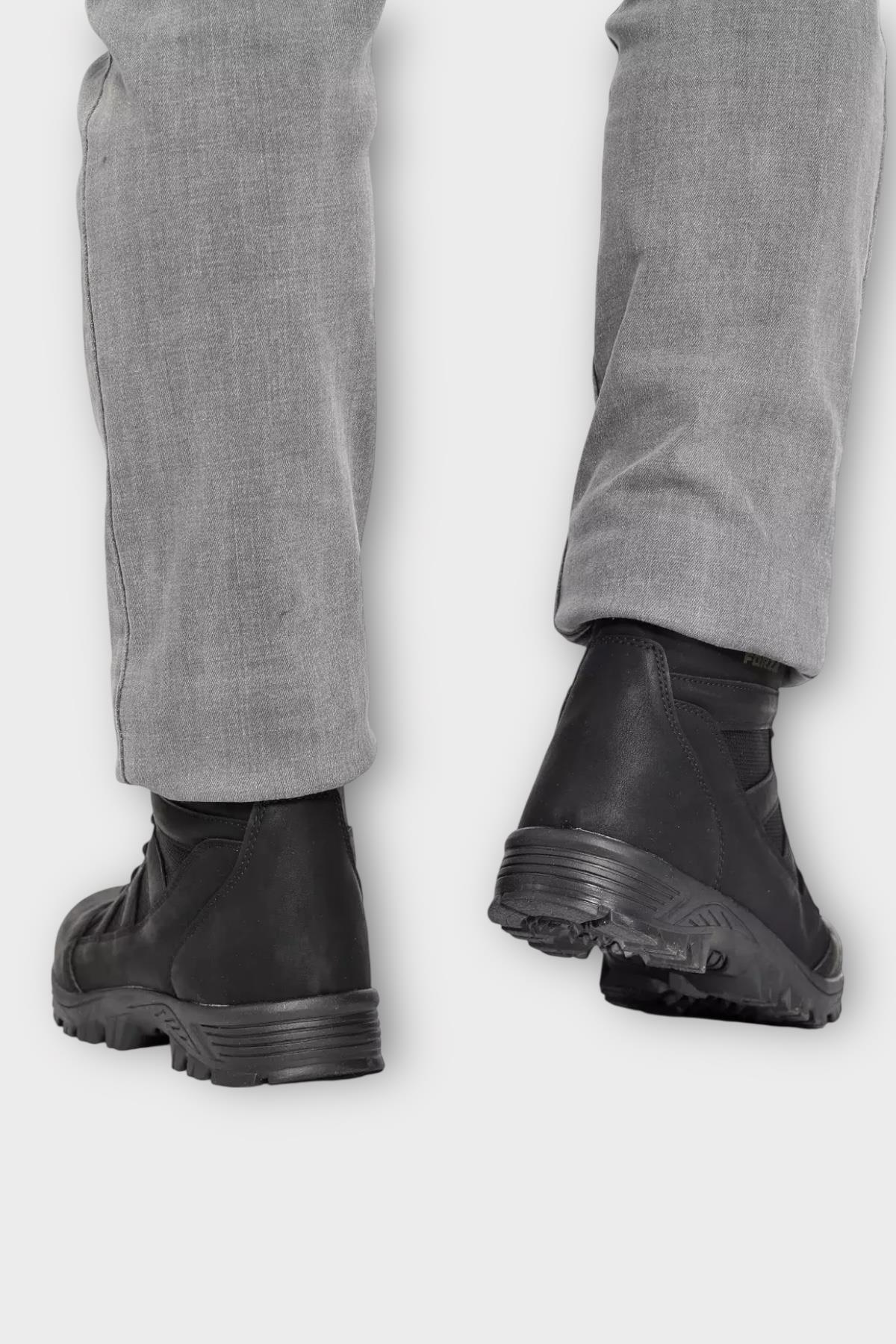 Fermuarlı Bağcıklı Erkek Uzun Bot SİYAH - Görsel 4