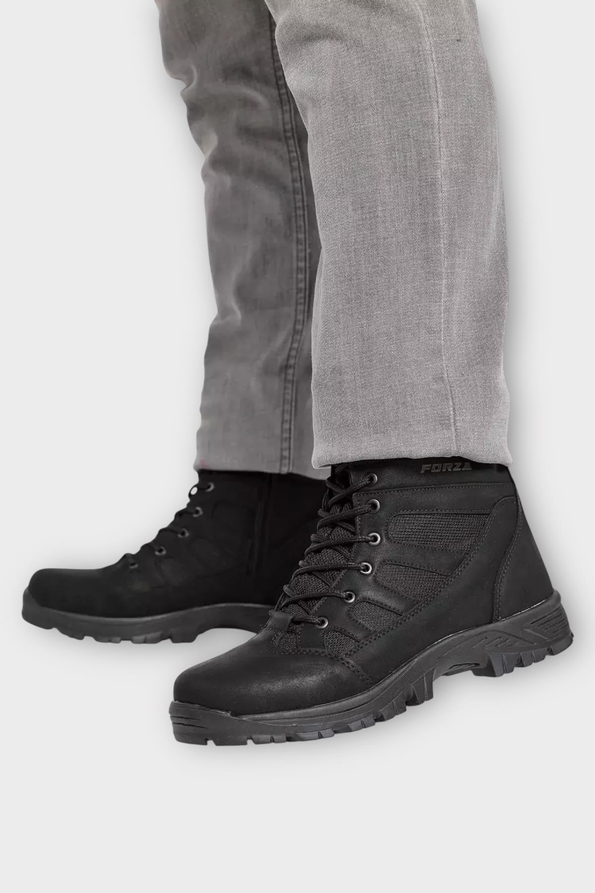 Fermuarlı Bağcıklı Erkek Uzun Bot SİYAH - Görsel 5