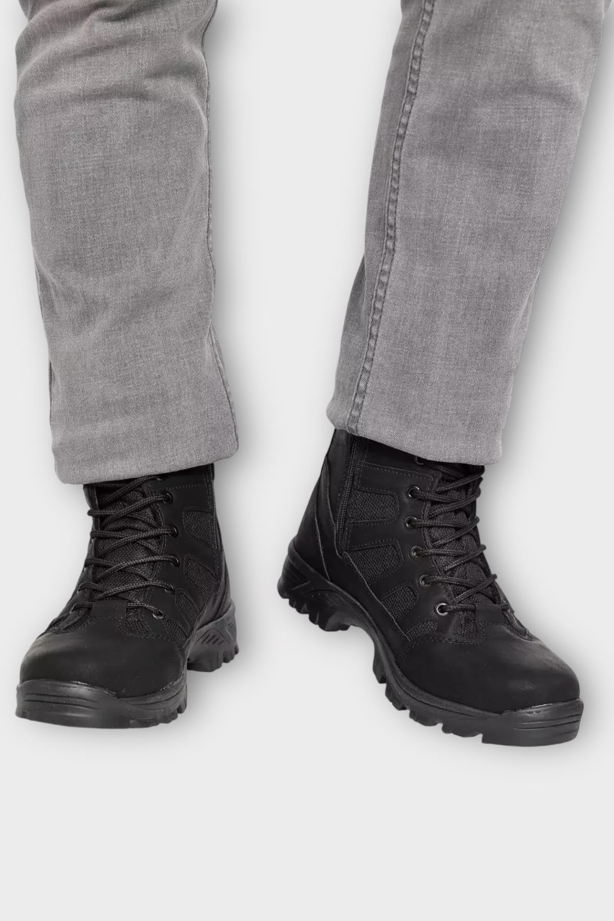 Fermuarlı Bağcıklı Erkek Uzun Bot SİYAH - Görsel 6