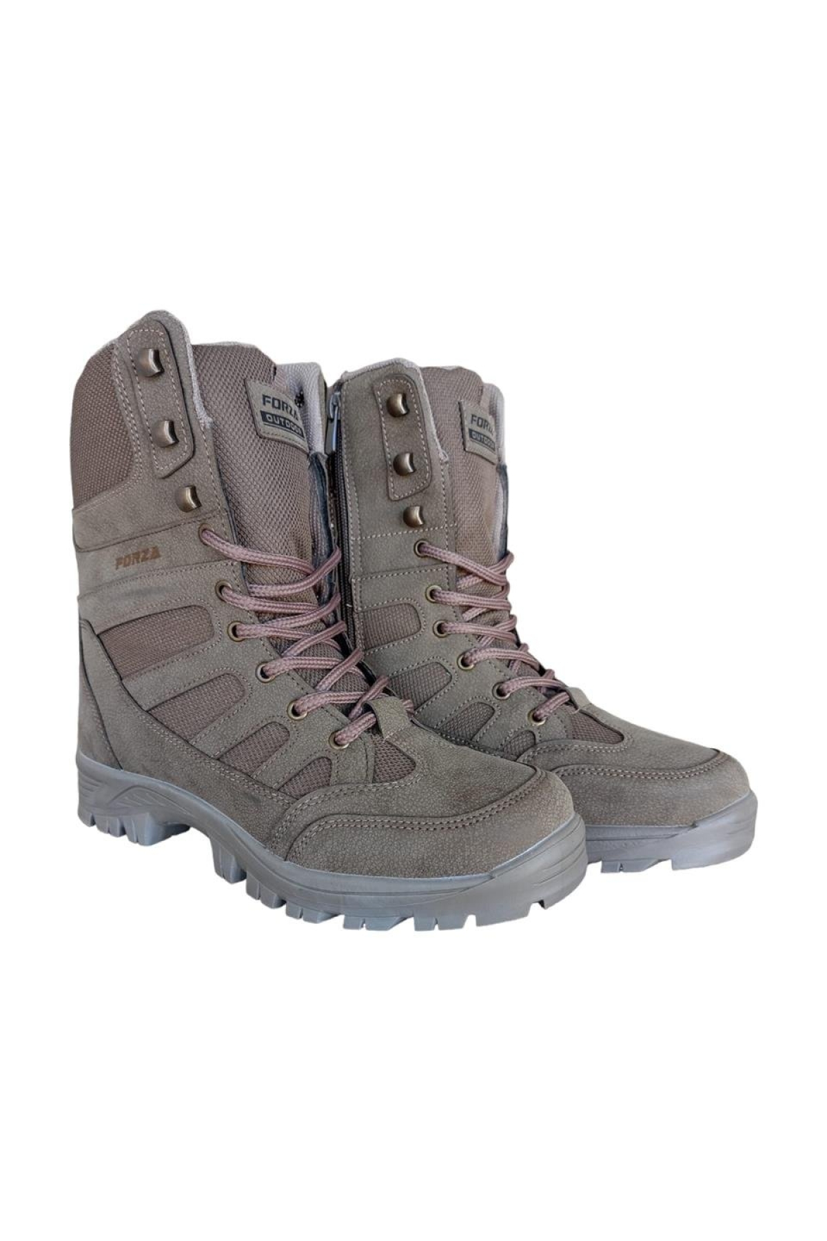 Fermuarlı Bağcıklı Erkek Uzun Bot VİZON - Görsel 3