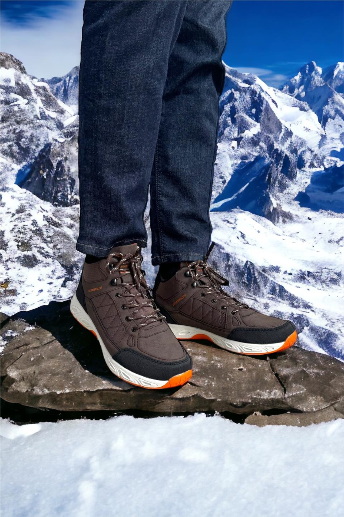 Outdoor Bot Ayakkabı Kışlık Dayanıklı Sağlam Taban Bağcıklı KAHVERENGİ - Görsel 9