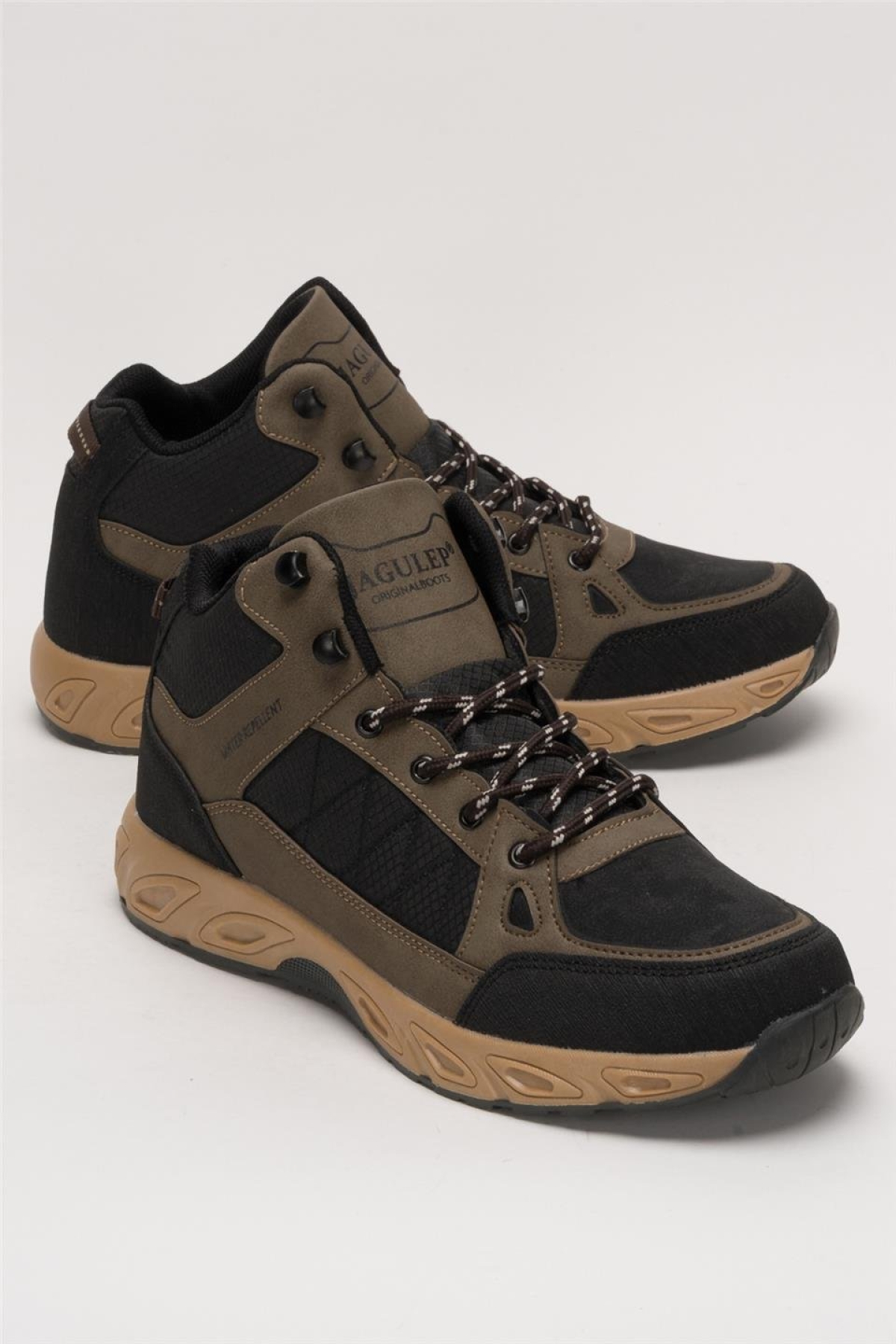 Outdoor Bot Ayakkabı Kışlık Dayanıklı Sağlam Taban Bağcıklı SİYAH - VİZON - Görsel 3