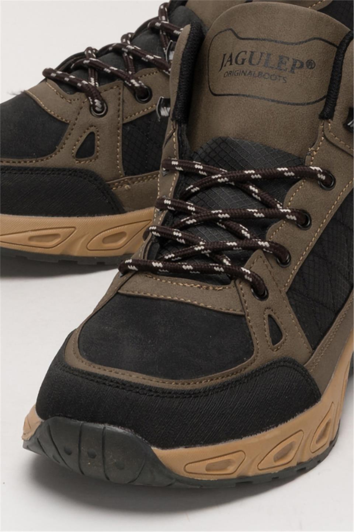 Outdoor Bot Ayakkabı Kışlık Dayanıklı Sağlam Taban Bağcıklı SİYAH - VİZON - Görsel 6