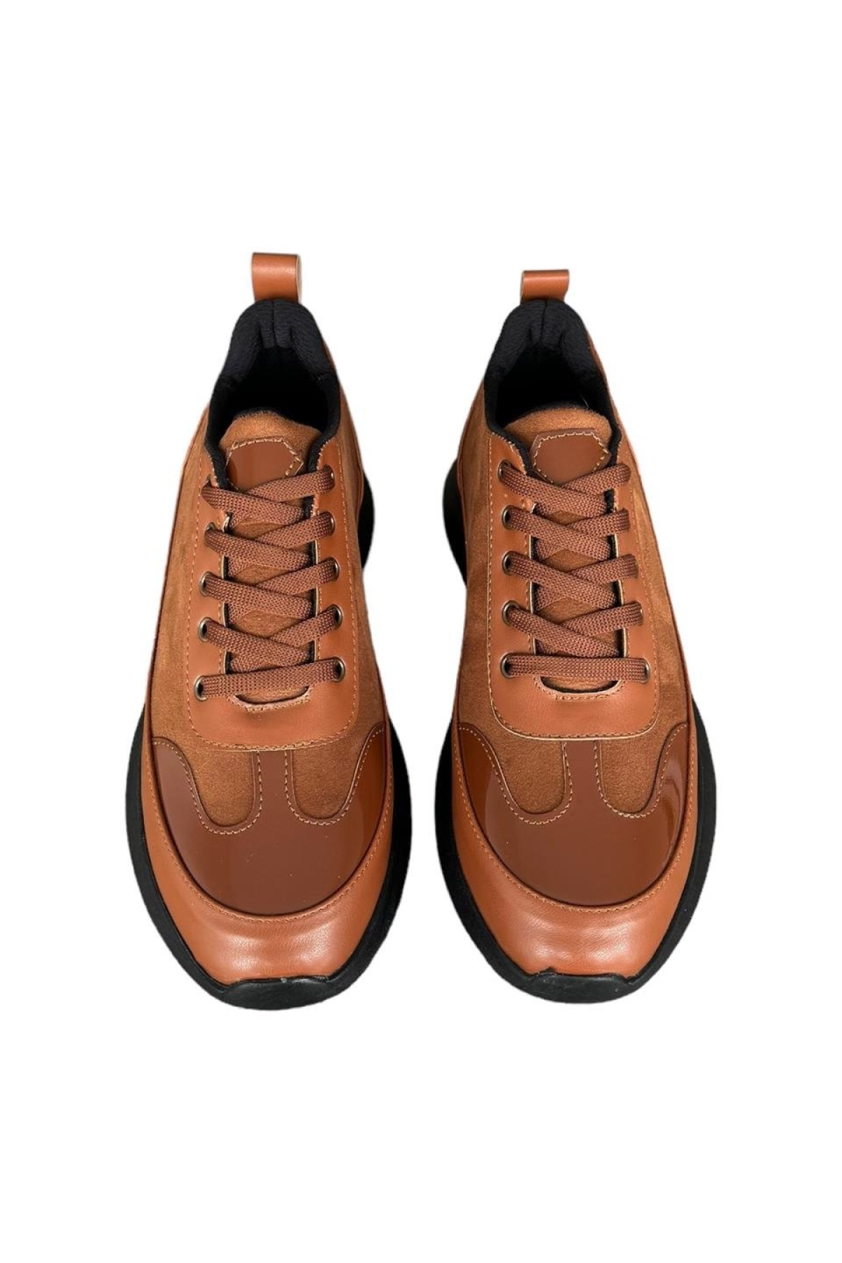 Bağcıklı Kadın Spor Sneaker Ayakkabı TABA - Görsel 5