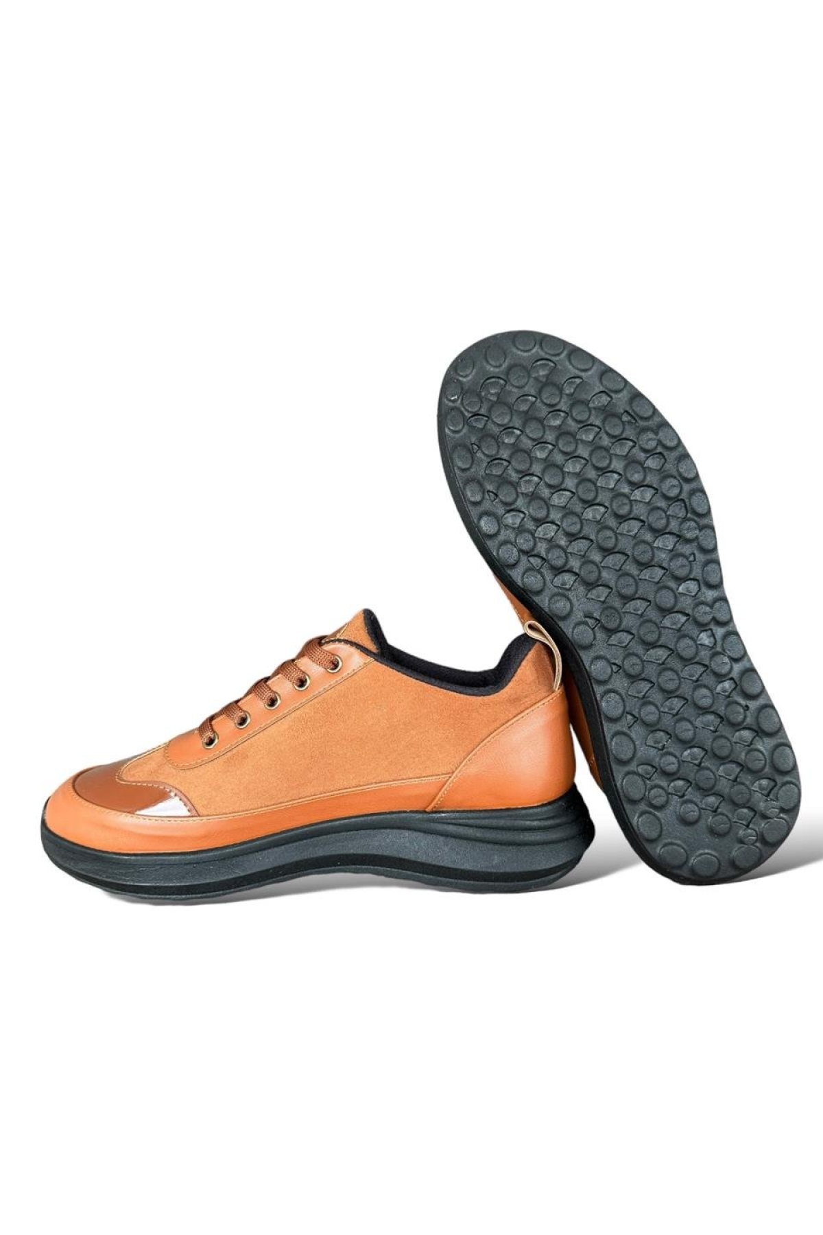 Bağcıklı Kadın Spor Sneaker Ayakkabı TABA - Görsel 7