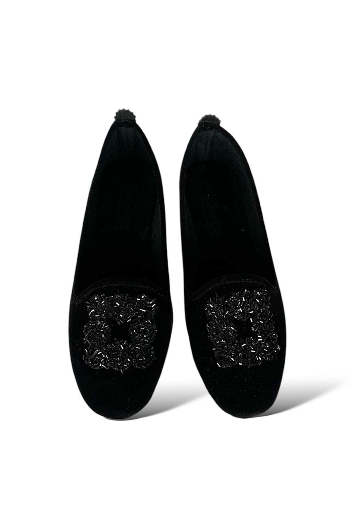 Kadın Taşlı Tokalı Süet Babet SİYAH - Görsel 7