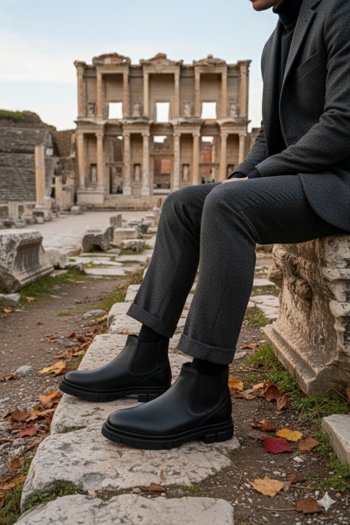 THOR Garantili Hakiki Deri Kalın Taban Erkek Kışlık Chelsea Bot - Görsel 7