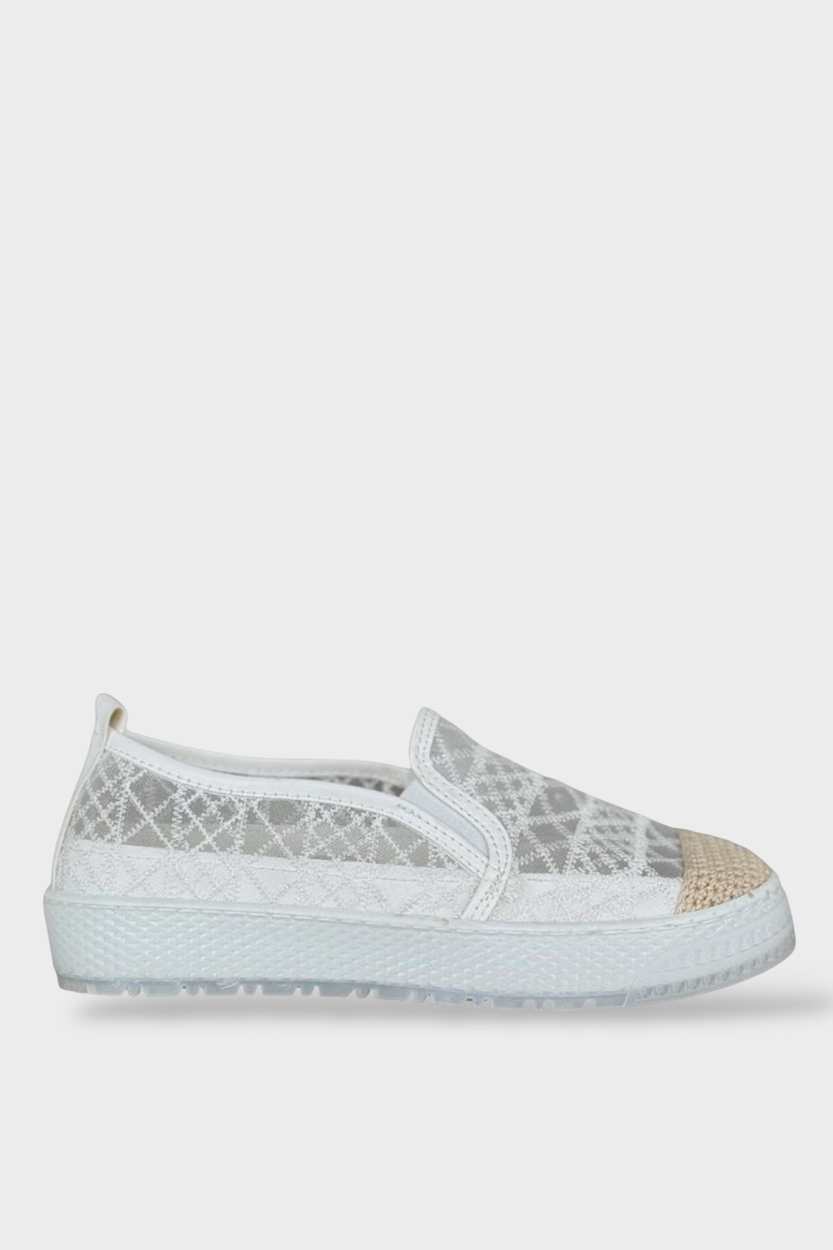 Dantelli Düz Kadın Babet BEYAZ - Görsel 2