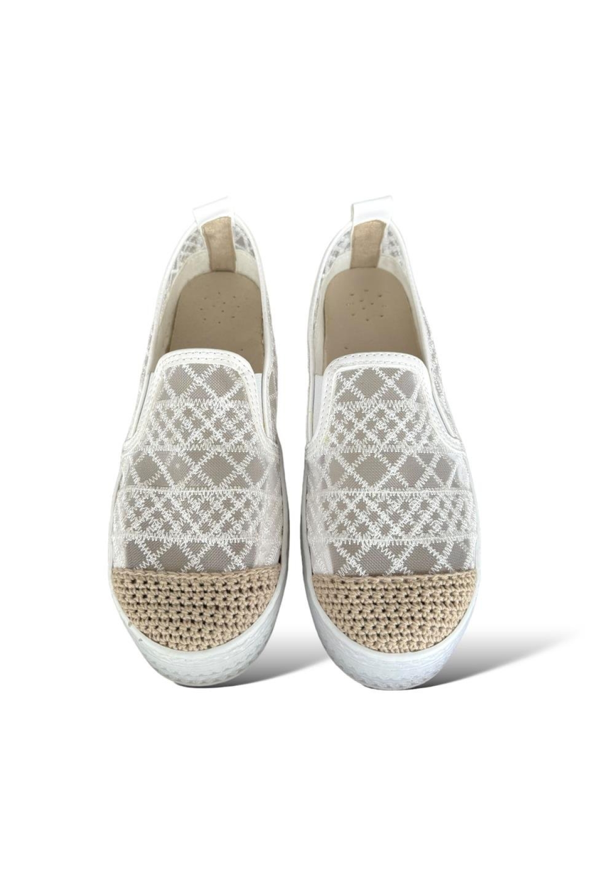 Dantelli Düz Kadın Babet BEYAZ - Görsel 4