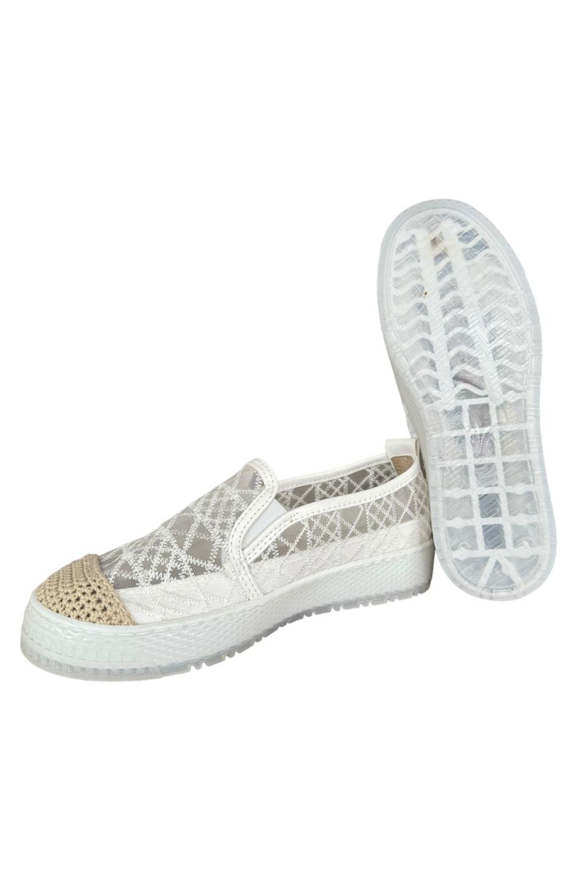 Dantelli Düz Kadın Babet BEYAZ - Görsel 6