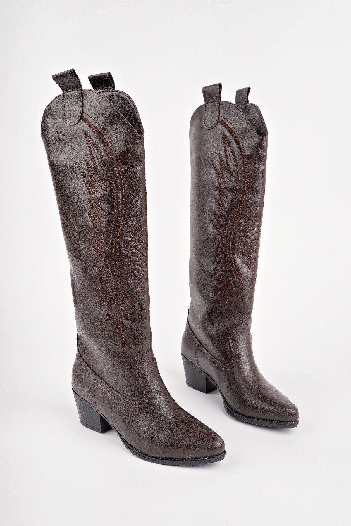 RODEO Dikiş Detaylı Kalın Topuklu Kovboy Kadın Çizme - Görsel 2