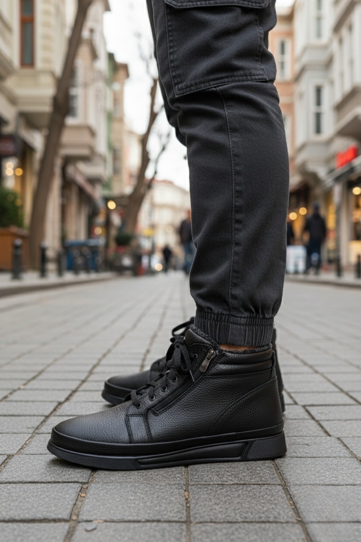 TİTAN Hakiki Deri İçi Kürklü Fermuarlı ve Bağcıklı Erkek Kışlık Bot - Görsel 8