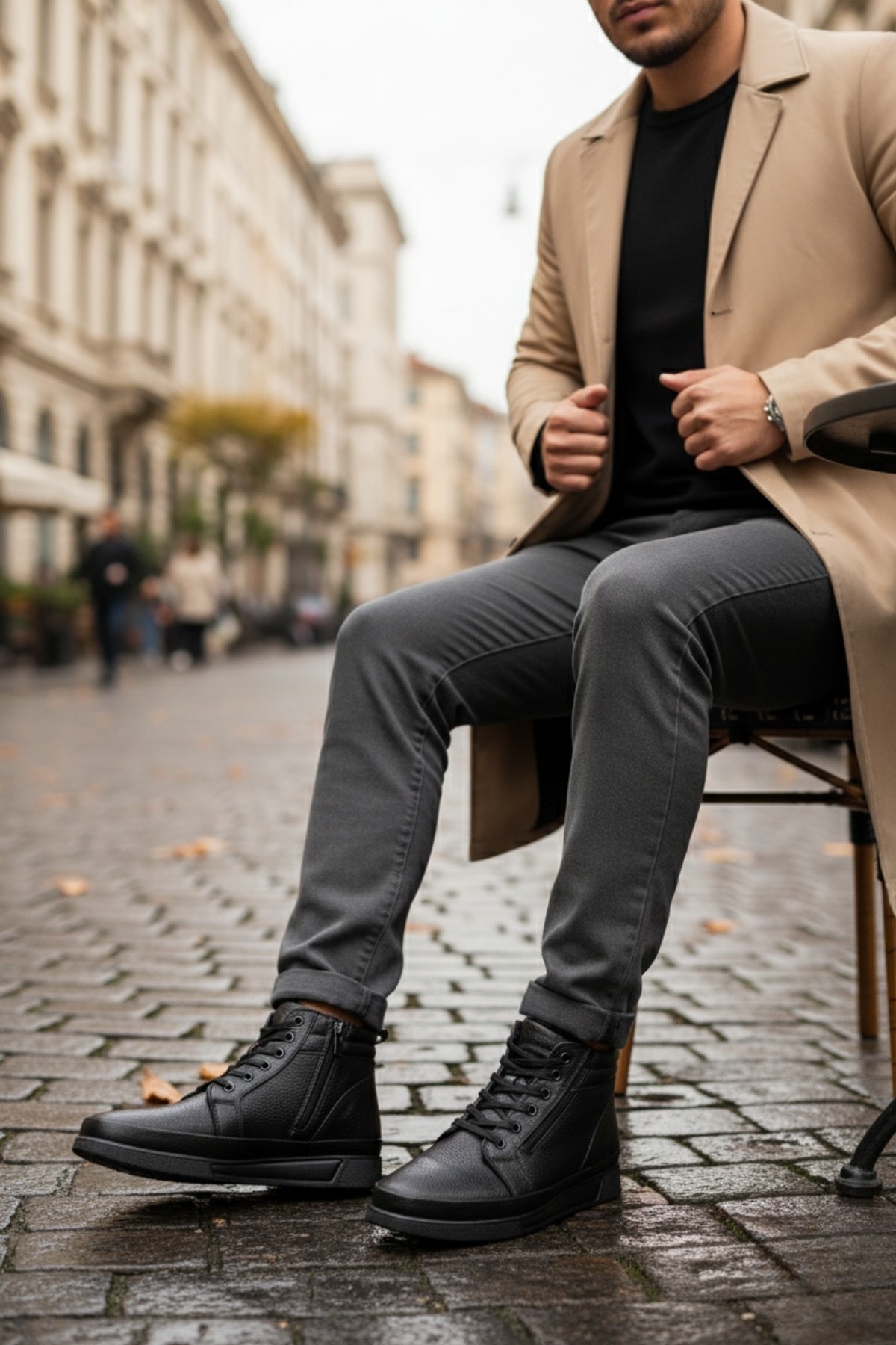 TİTAN Hakiki Deri İçi Kürklü Fermuarlı ve Bağcıklı Erkek Kışlık Bot - Görsel 9