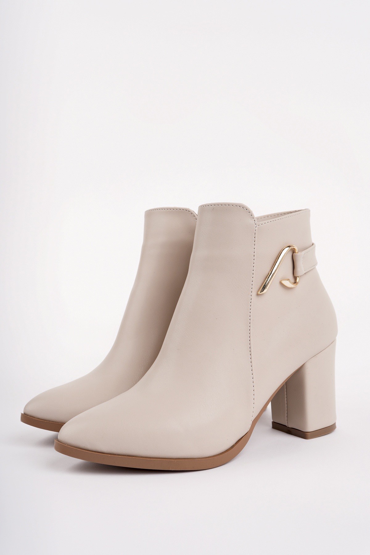 FORTİS Sivri Burun Toka Detaylı Fermuarlı Kalın Topuklu Kadın Bot - Görsel 3
