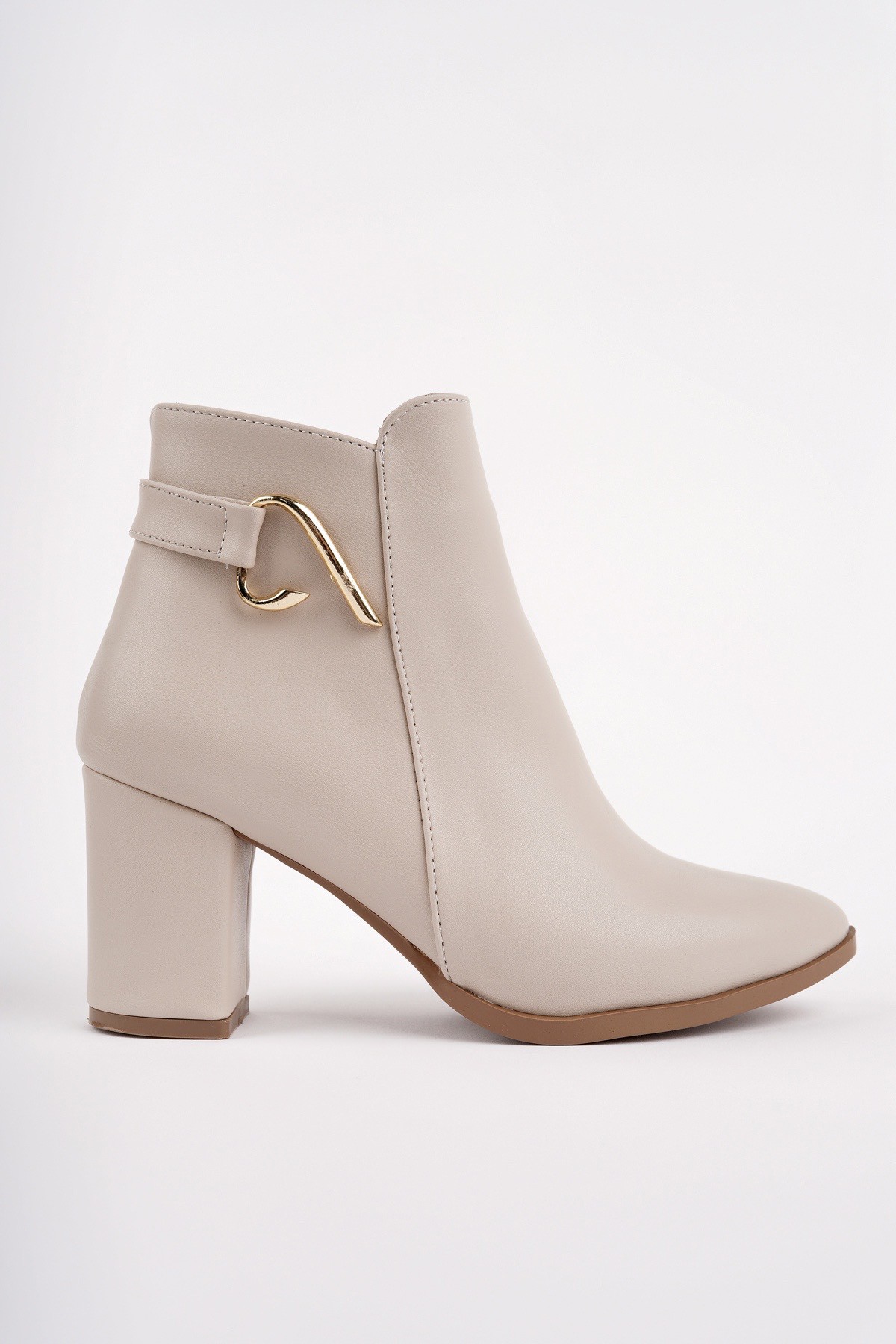 FORTİS Sivri Burun Toka Detaylı Fermuarlı Kalın Topuklu Kadın Bot - Görsel 4