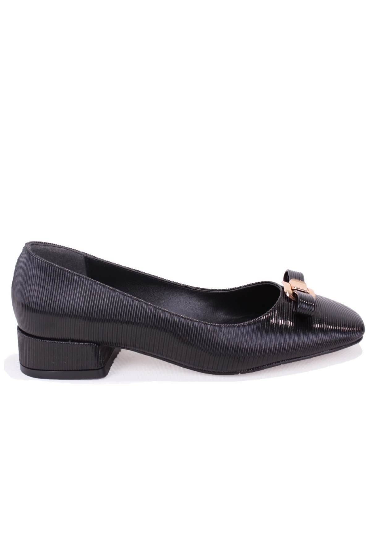 DZA07-108526415 Siyah Rugan Klasik Topuklu Kadın Ayakkabı - Görsel 3