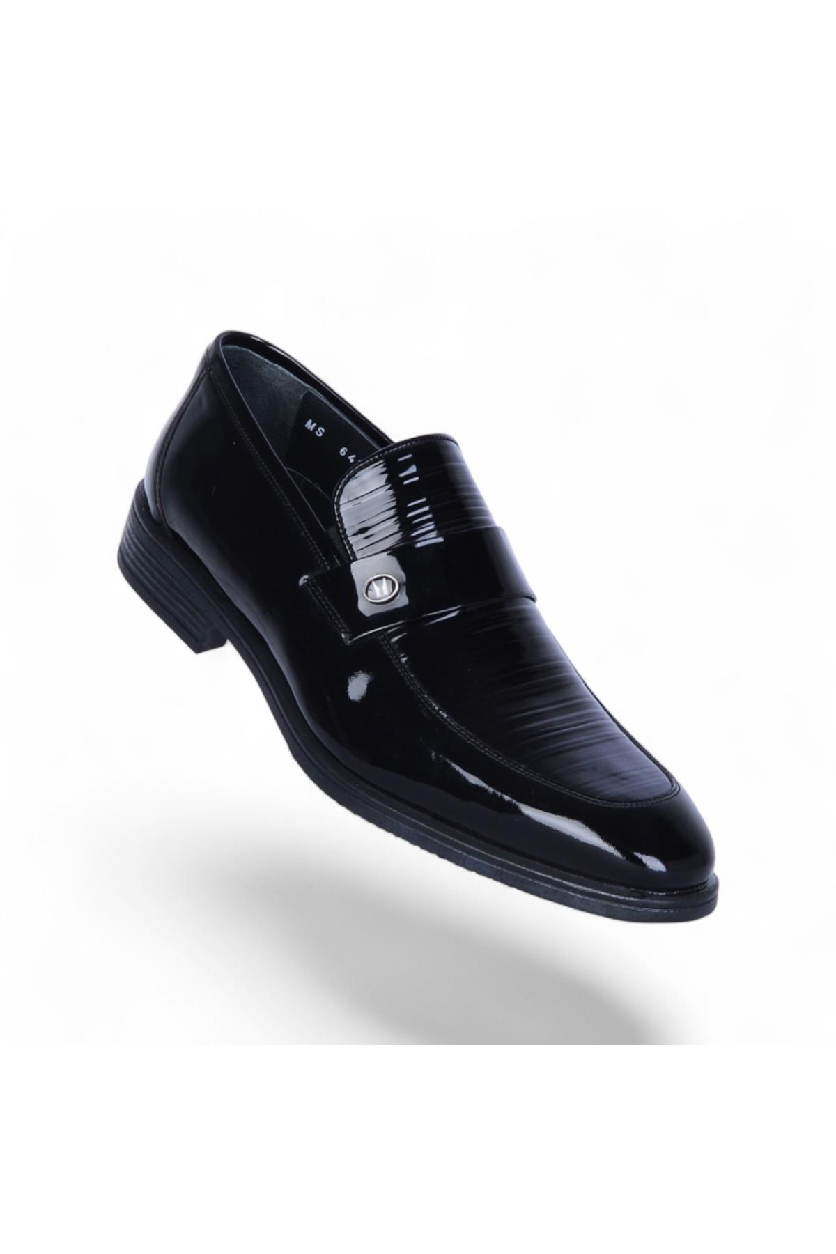 641 Siyah Rugan Kauçuk %Deri Erkek Klasik Ayakkabı - Görsel 2