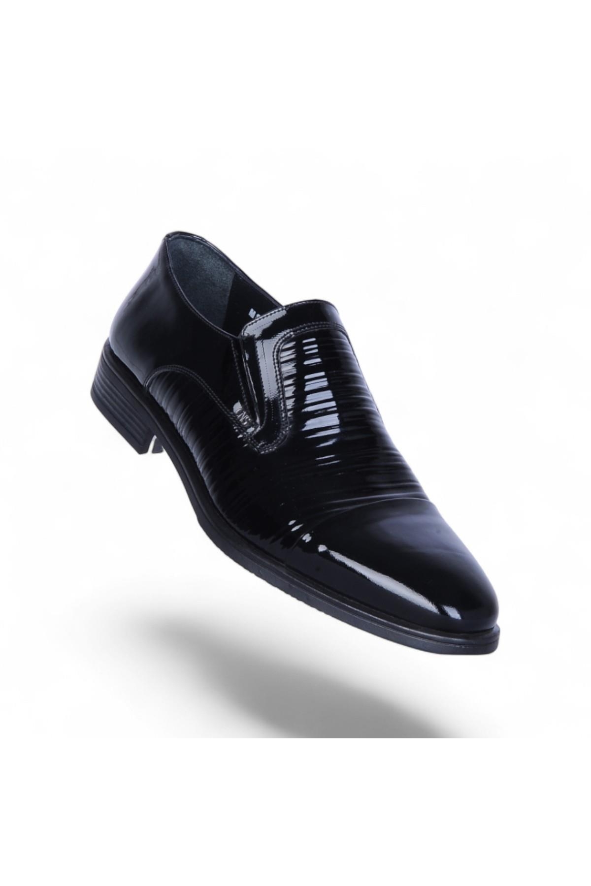 525 Siyah Rugan Kauçuk %Deri Erkek Klasik Ayakkabı - Görsel 2