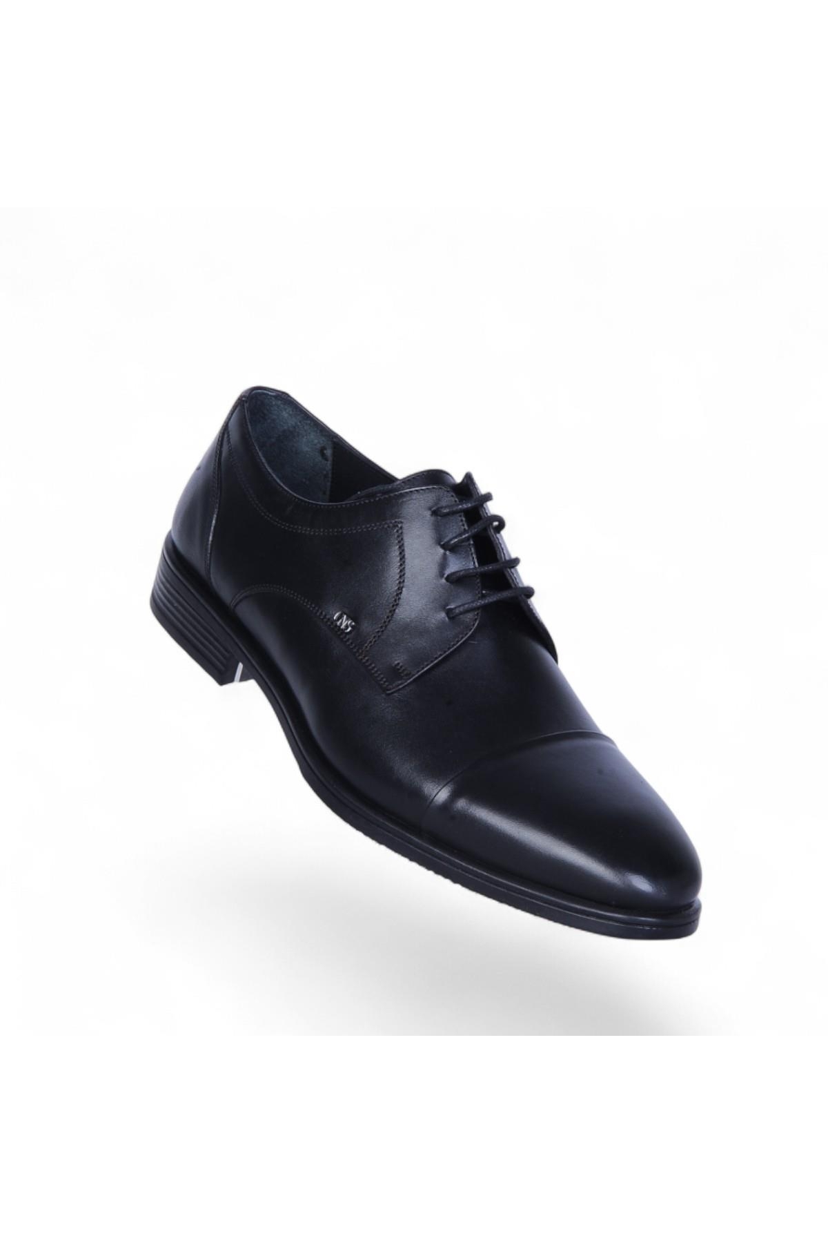 580 Siyah Antik Kauçuk %Deri Erkek Klasik Ayakkabı - Görsel 2