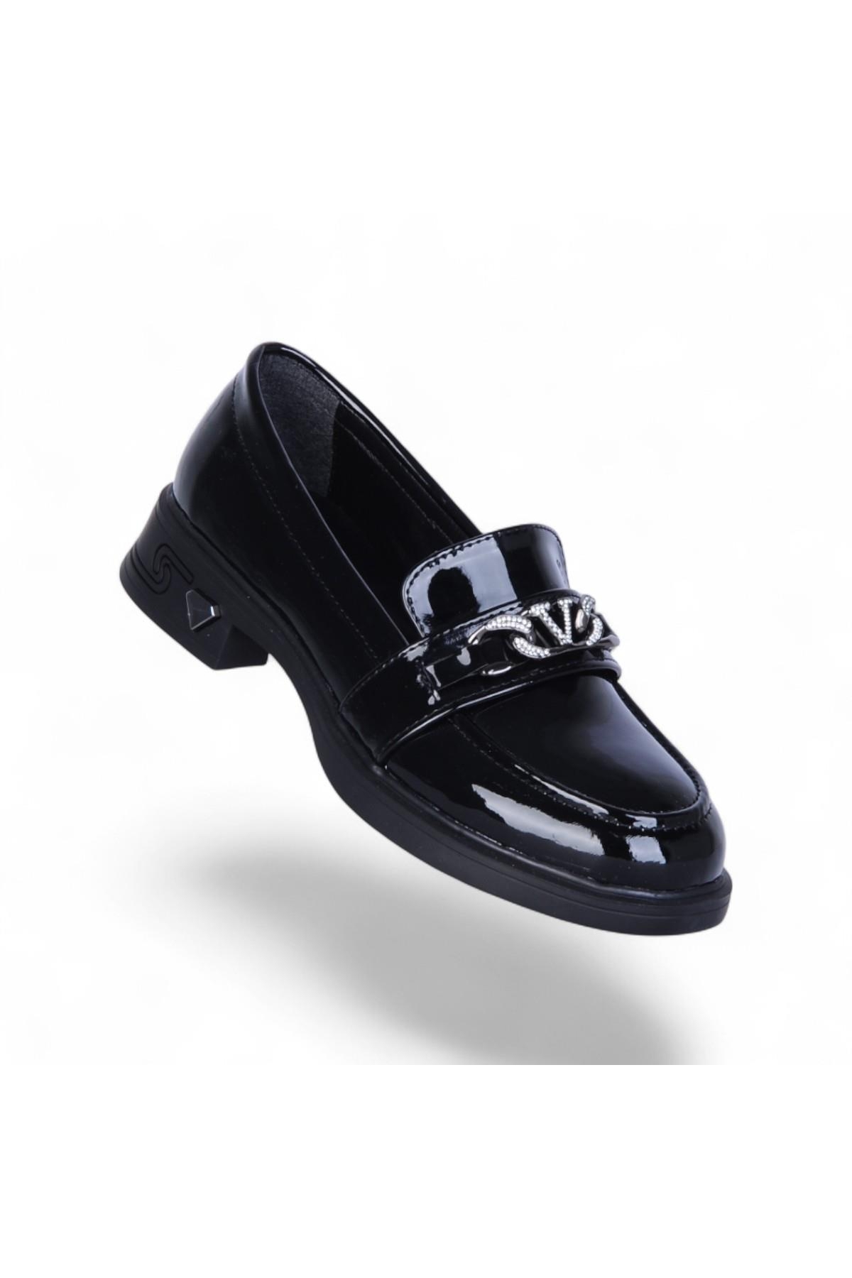 502 Rugan Nosima Siyah Kadın Loafer Ayakkabı - Görsel 2