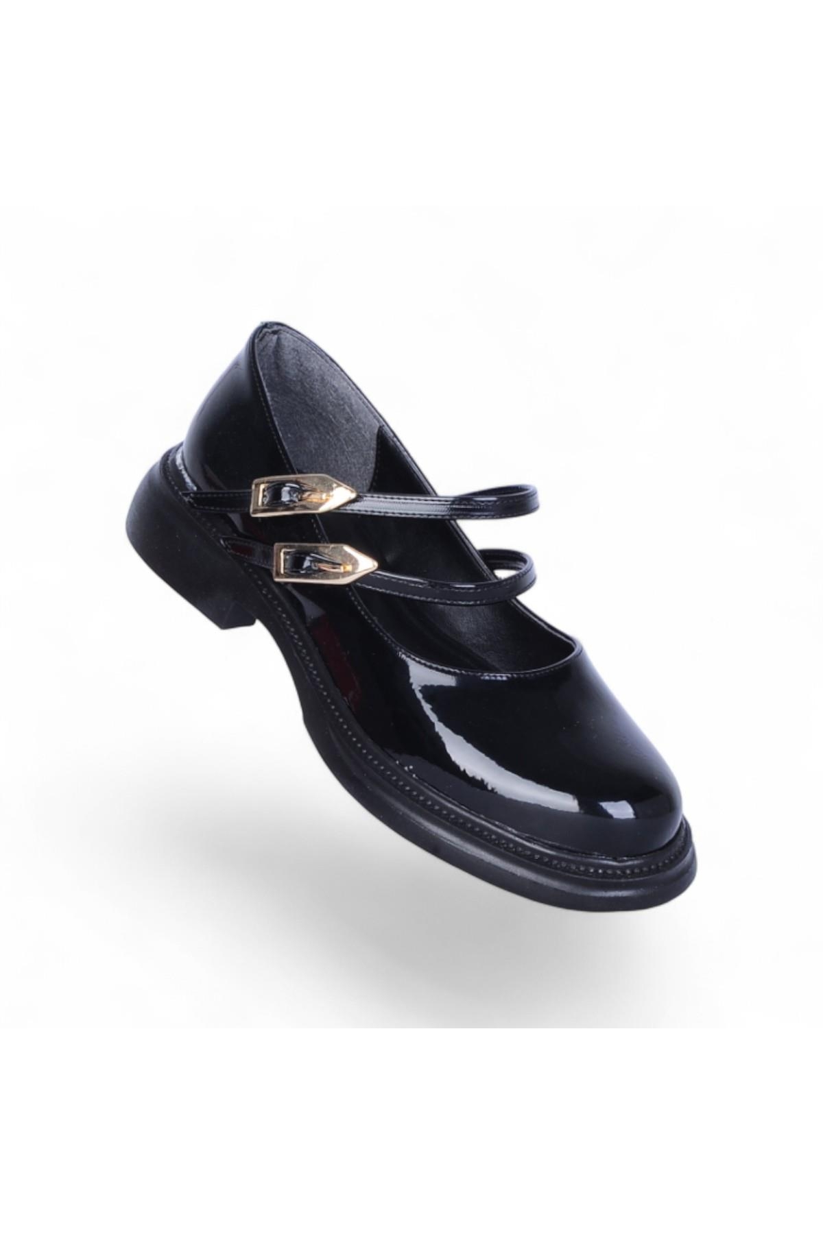 S12 Rugan Siyah Kadın Loafer Ayakkabı - Görsel 2