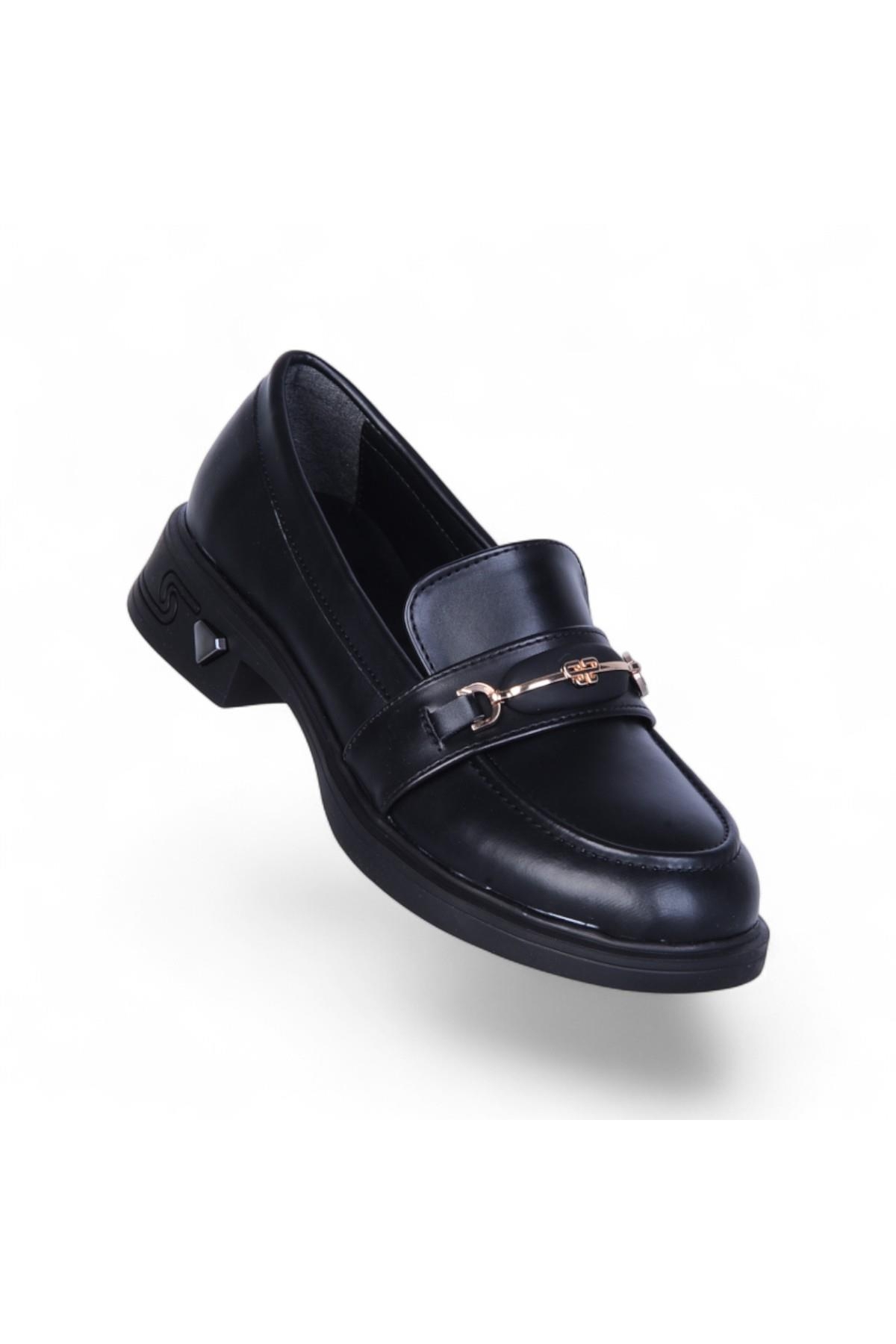 308 Cilt Nosima Siyah Kadın Loafer Ayakkabı - Görsel 2