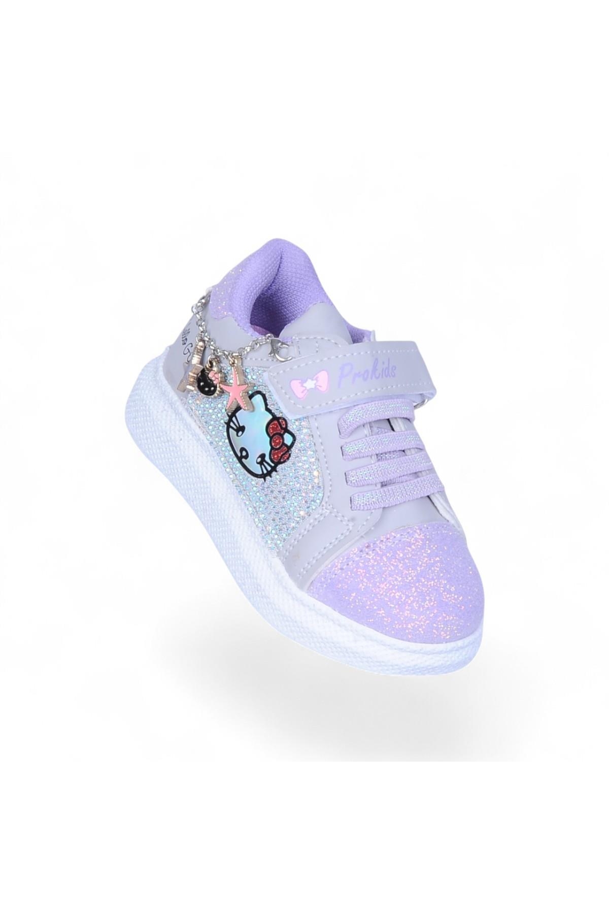 4120 Gri-Lila Kız Çocuk Sneaker Spor Ayakkabı - Görsel 2