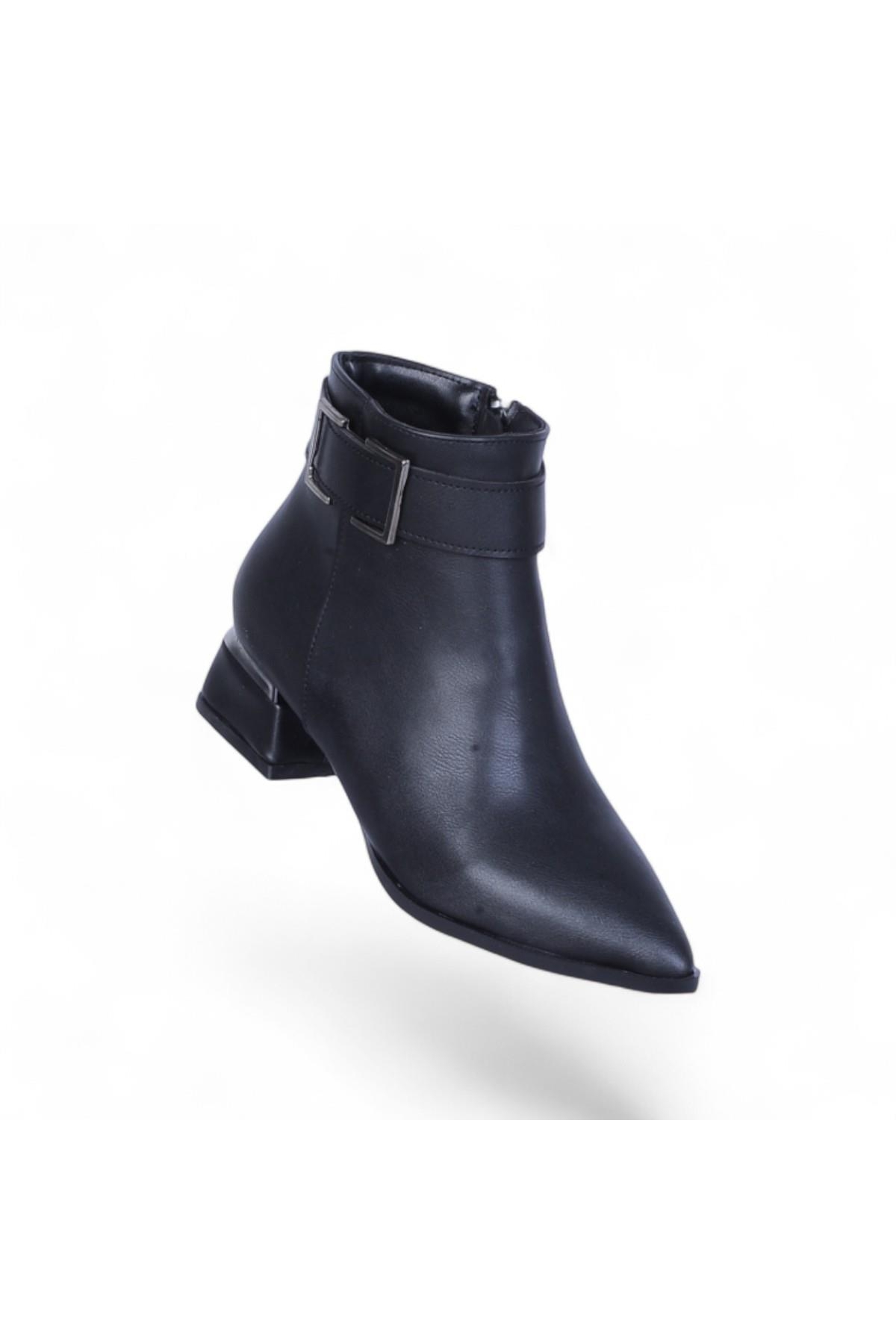 S16 Cilt Siyah 4Cm Kadın Topuklu Bot - Görsel 2
