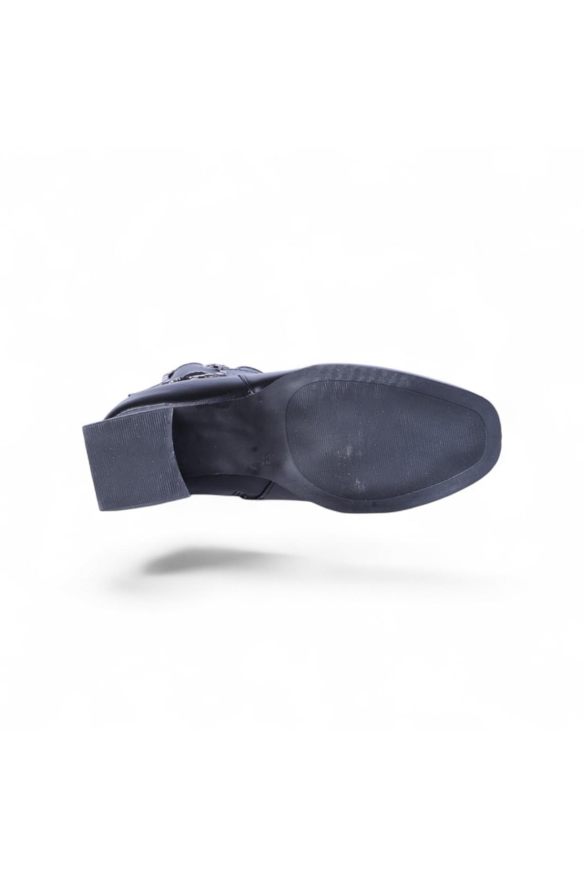 S15 Cilt Siyah 7Cm Kadın Topuklu Bot - Görsel 5